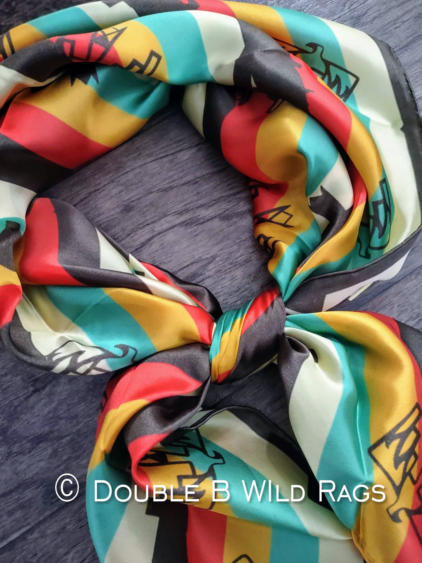 Wild Rag 100% SILK 805 Thunderbird Retro Serape Stripe Cowboy Western Neck Scarf Bandanna by Double B Wild Rags