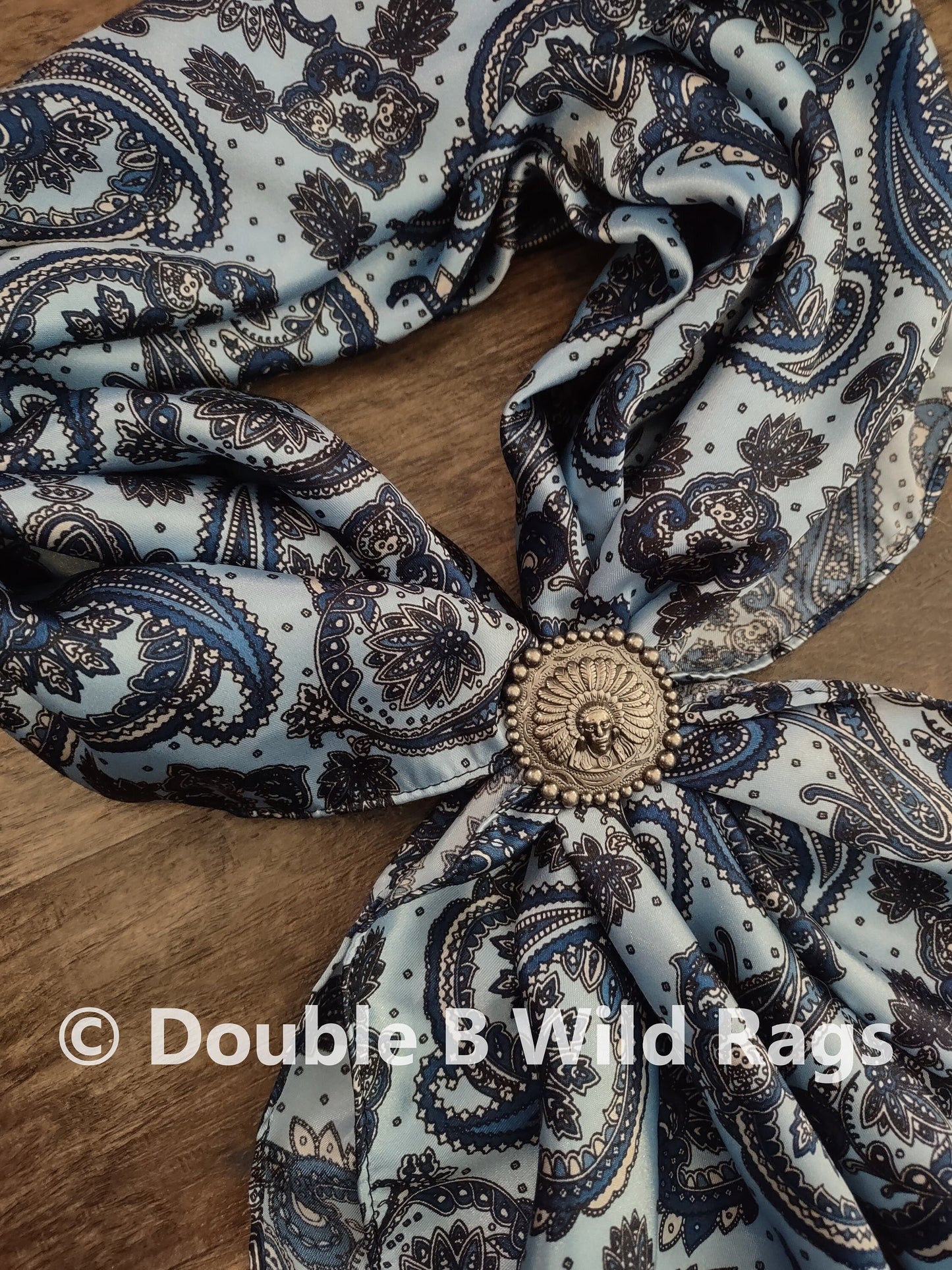 Wild Rag PAISLEY 125 Light Blue Paisley Cowboy Western Neck Scarf Bandanna by Double B Wild Rags