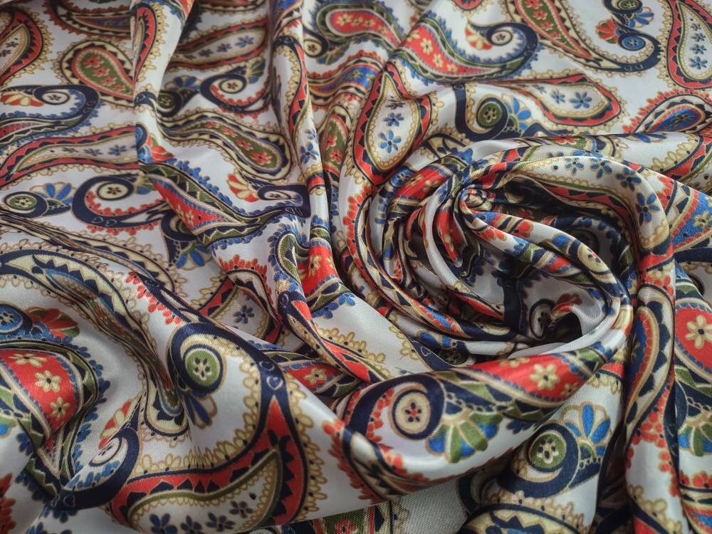 Wild Rag PAISLEY White Blue Red Green and Gold Cowboy Western Neck Scarf Bandanna Double B Wild Rags