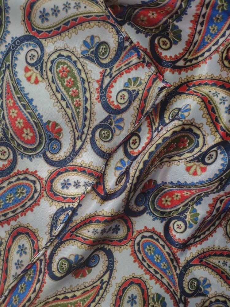 Wild Rag PAISLEY White Blue Red Green and Gold Cowboy Western Neck Scarf Bandanna Double B Wild Rags