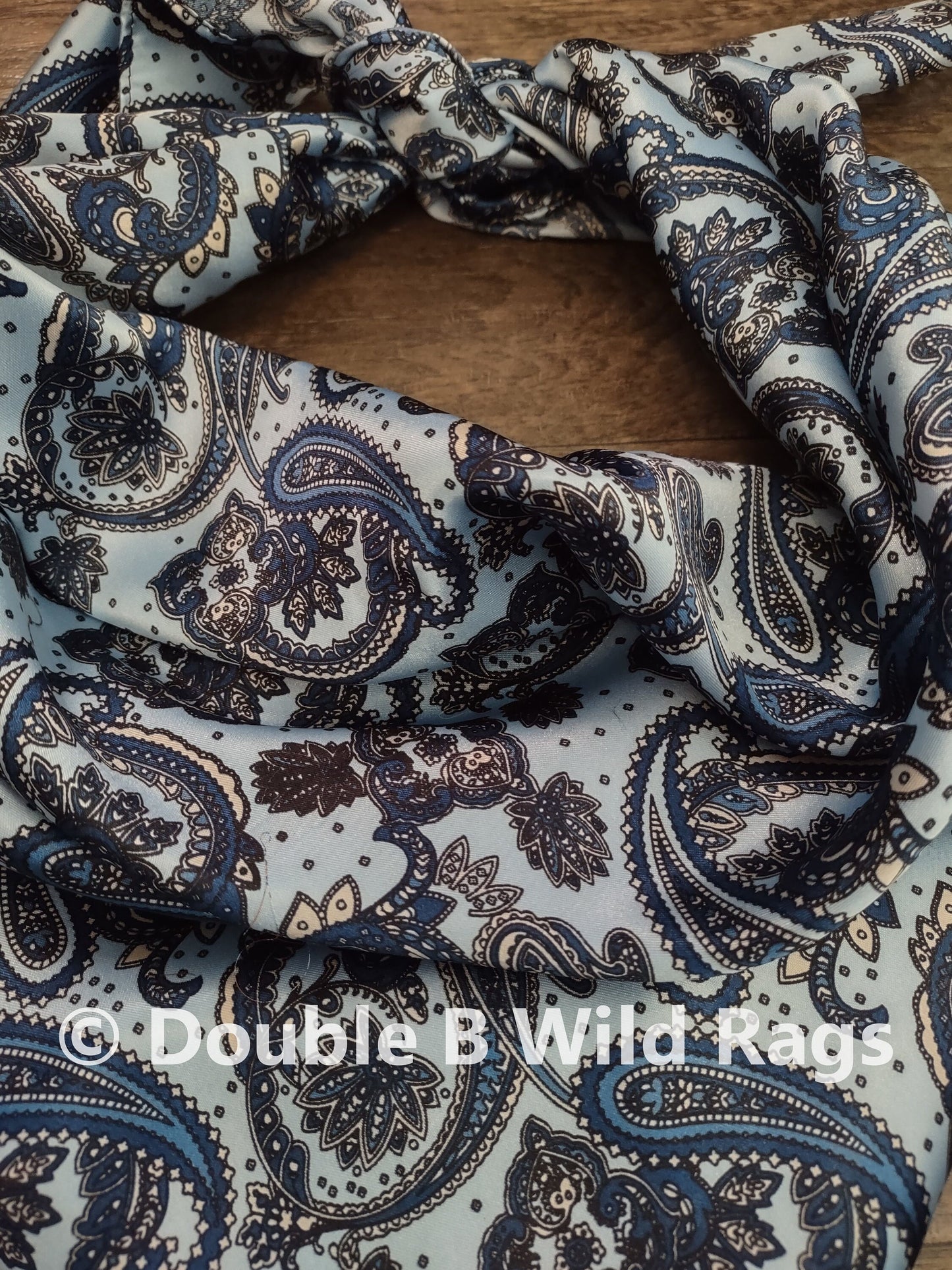 Wild Rag PAISLEY 125 Light Blue Paisley Cowboy Western Neck Scarf Bandanna by Double B Wild Rags