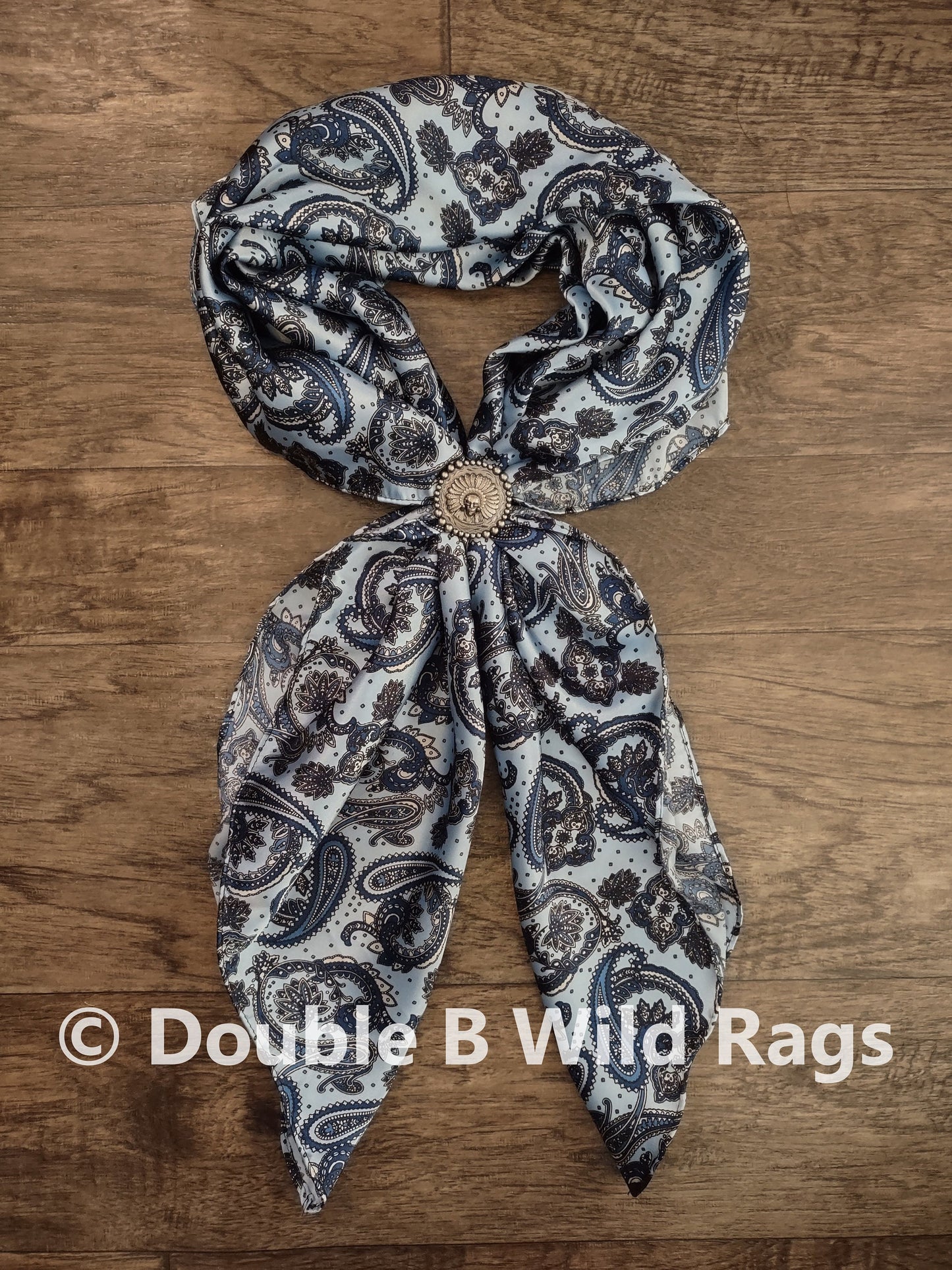 Wild Rag PAISLEY 125 Light Blue Paisley Cowboy Western Neck Scarf Bandanna by Double B Wild Rags