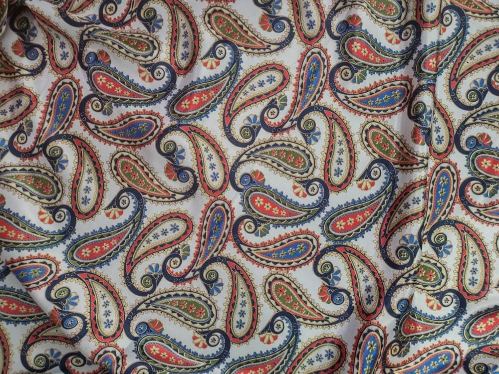 Wild Rag PAISLEY White Blue Red Green and Gold Cowboy Western Neck Scarf Bandanna Double B Wild Rags