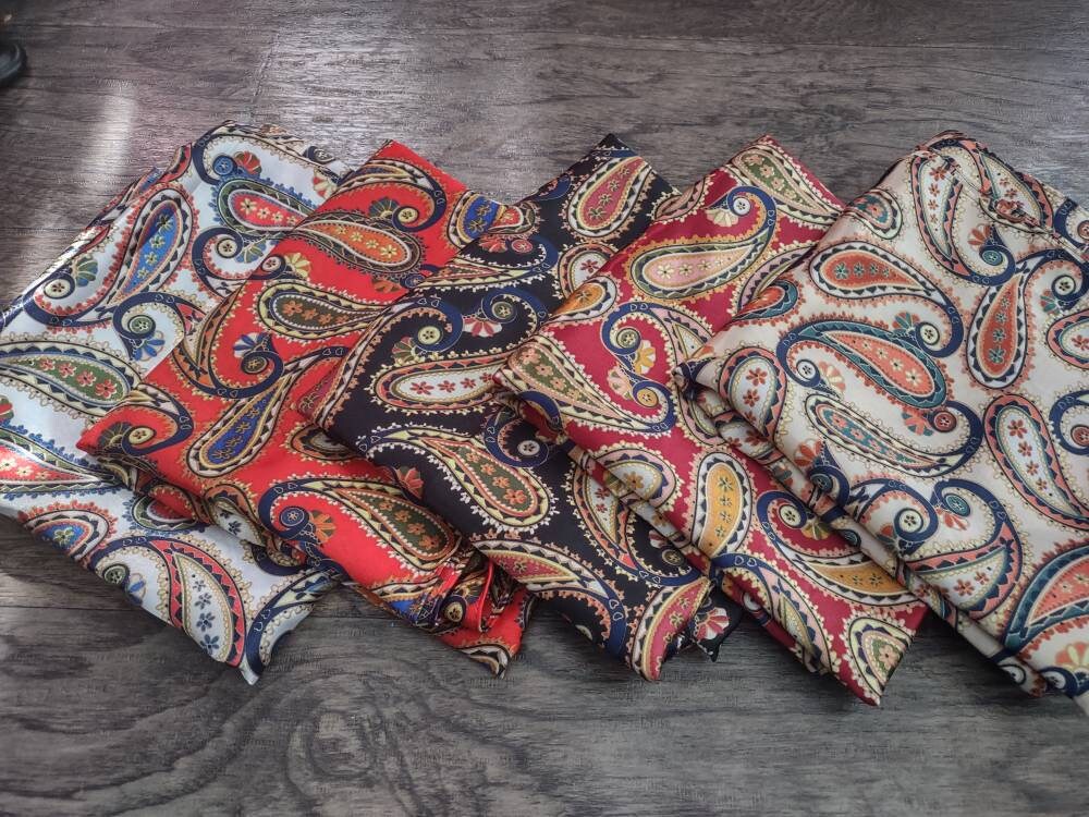 Wild Rag PAISLEY White Blue Red Green and Gold Cowboy Western Neck Scarf Bandanna Double B Wild Rags