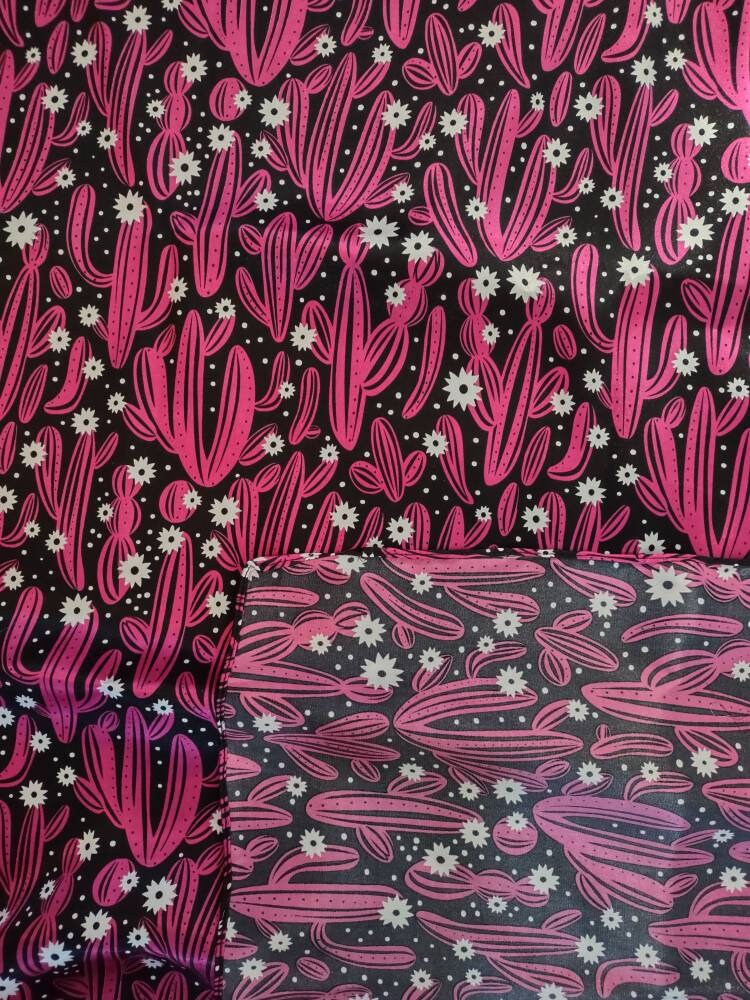 Wild Rag Cactus Fuchsia pink and Black with White flowers Western Cowboy Neck Scarf Bandana by Double B Wild Rags