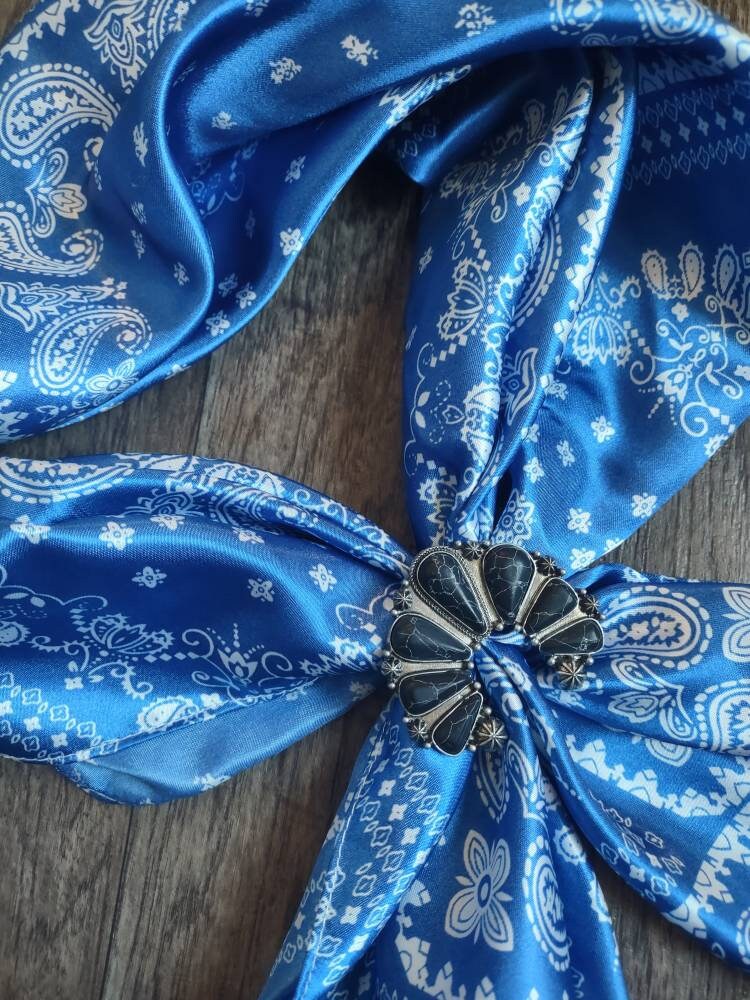 Wild Rag bright cobalt blue bandanna Paisley Cowboy Western Neck Scarf Double B Wild Rags