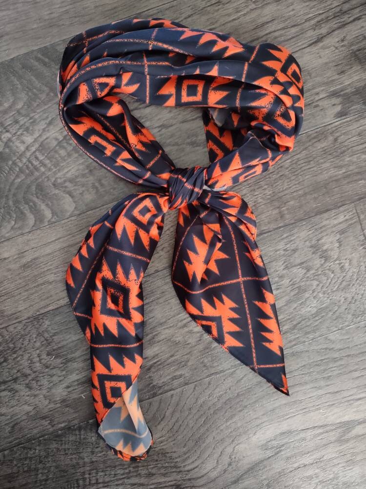 HALLOWEEN Wild Rag HOLIDAY 1501 Orange and Black Aztec Cowboy Western Neck Scarf Bandanna by Double B Wild Rags