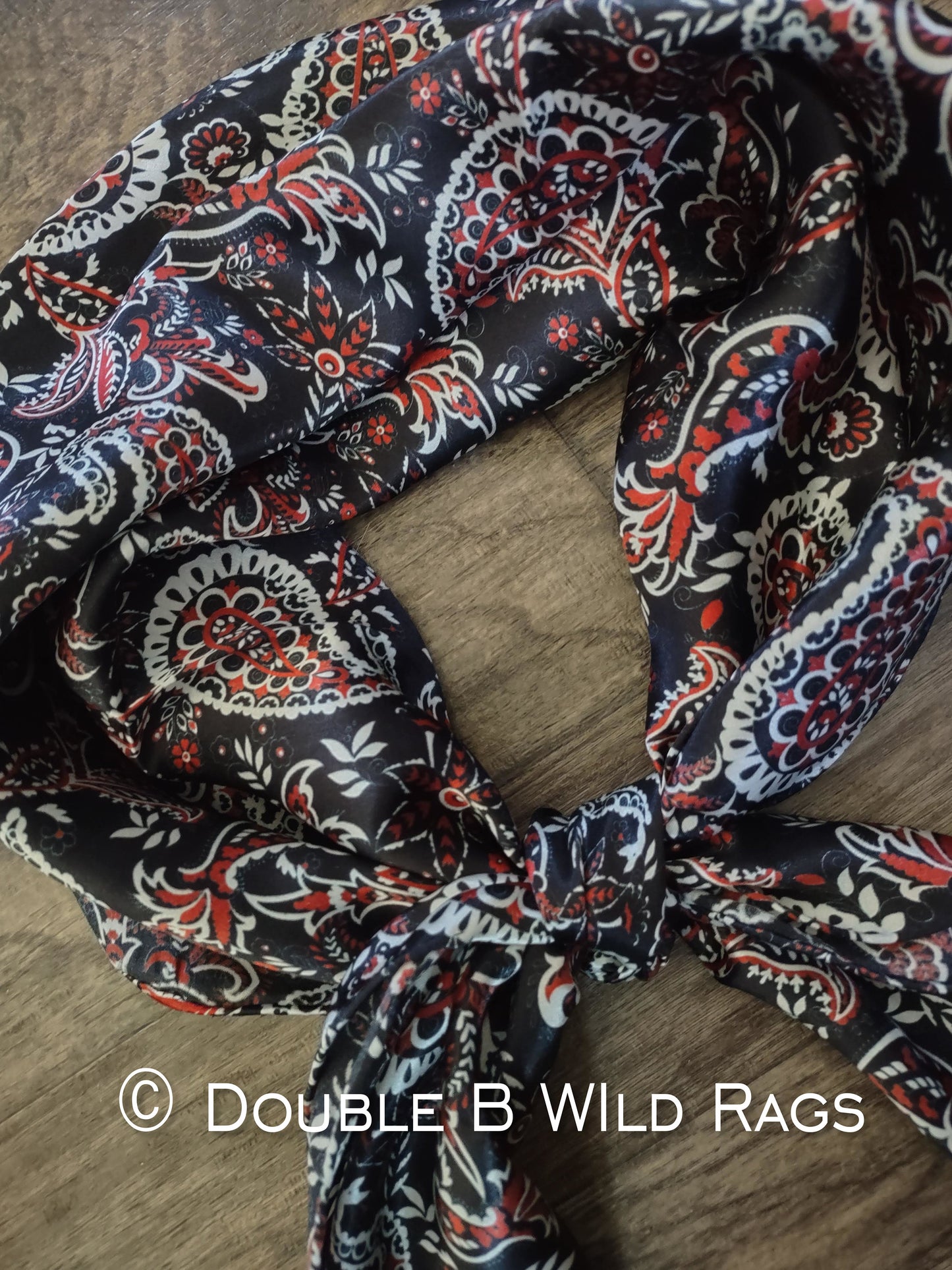 Wild Rag 100% SILK 820 Red and Black Paisley Cowboy Western Neck Scarf Bandanna by Double B Wild Rags