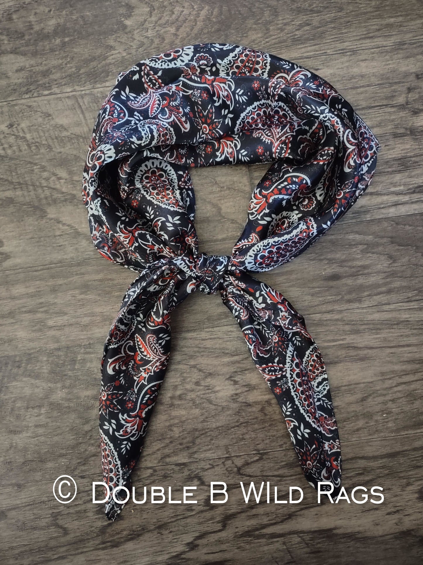 Wild Rag 100% SILK 820 Red and Black Paisley Cowboy Western Neck Scarf Bandanna by Double B Wild Rags