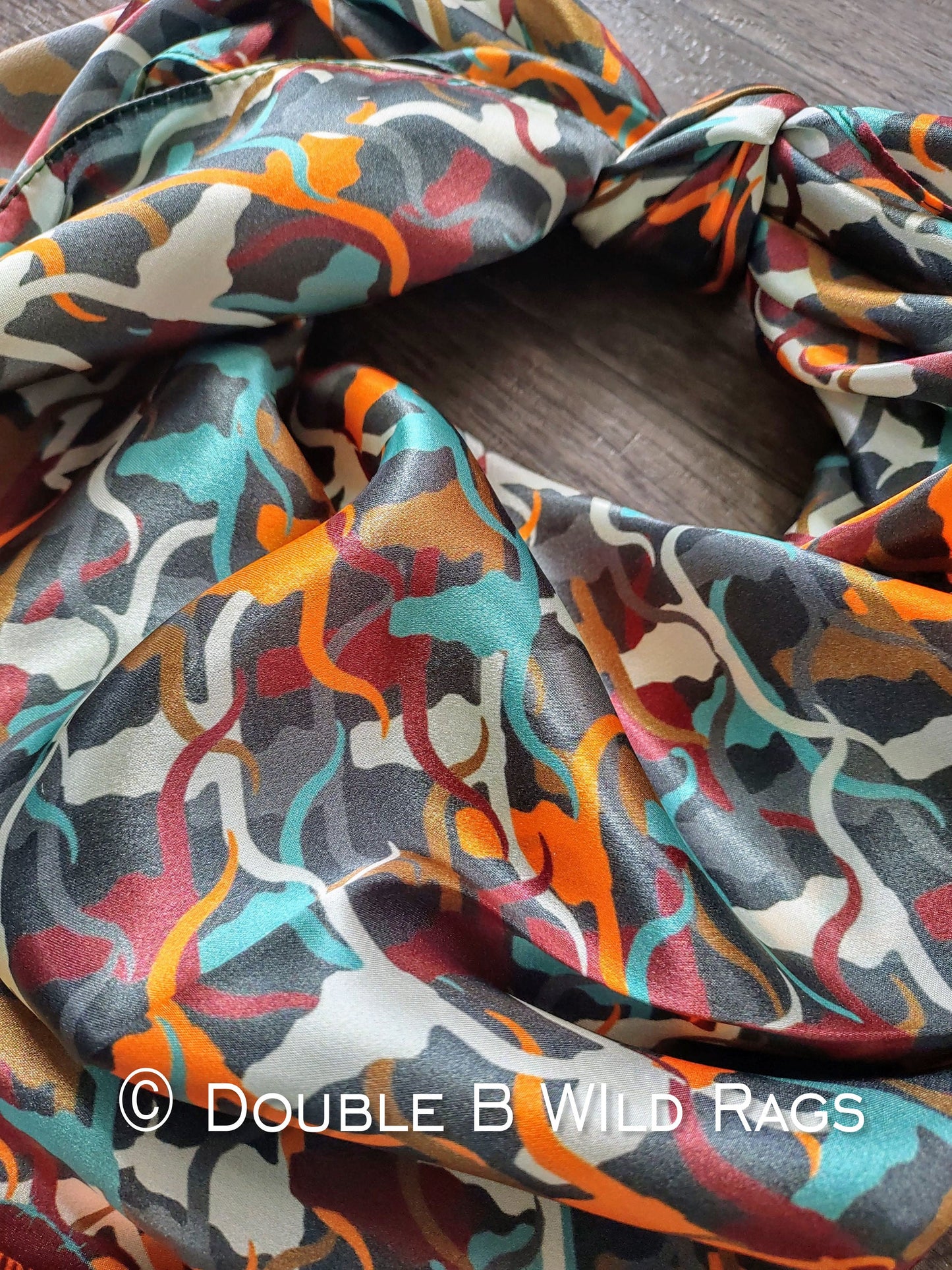 Wild Rag 100% SILK 824 Southwest Longhorn Cattle Camo Cowboy Western Neck Scarf Bandanna by Double B Wild Rags
