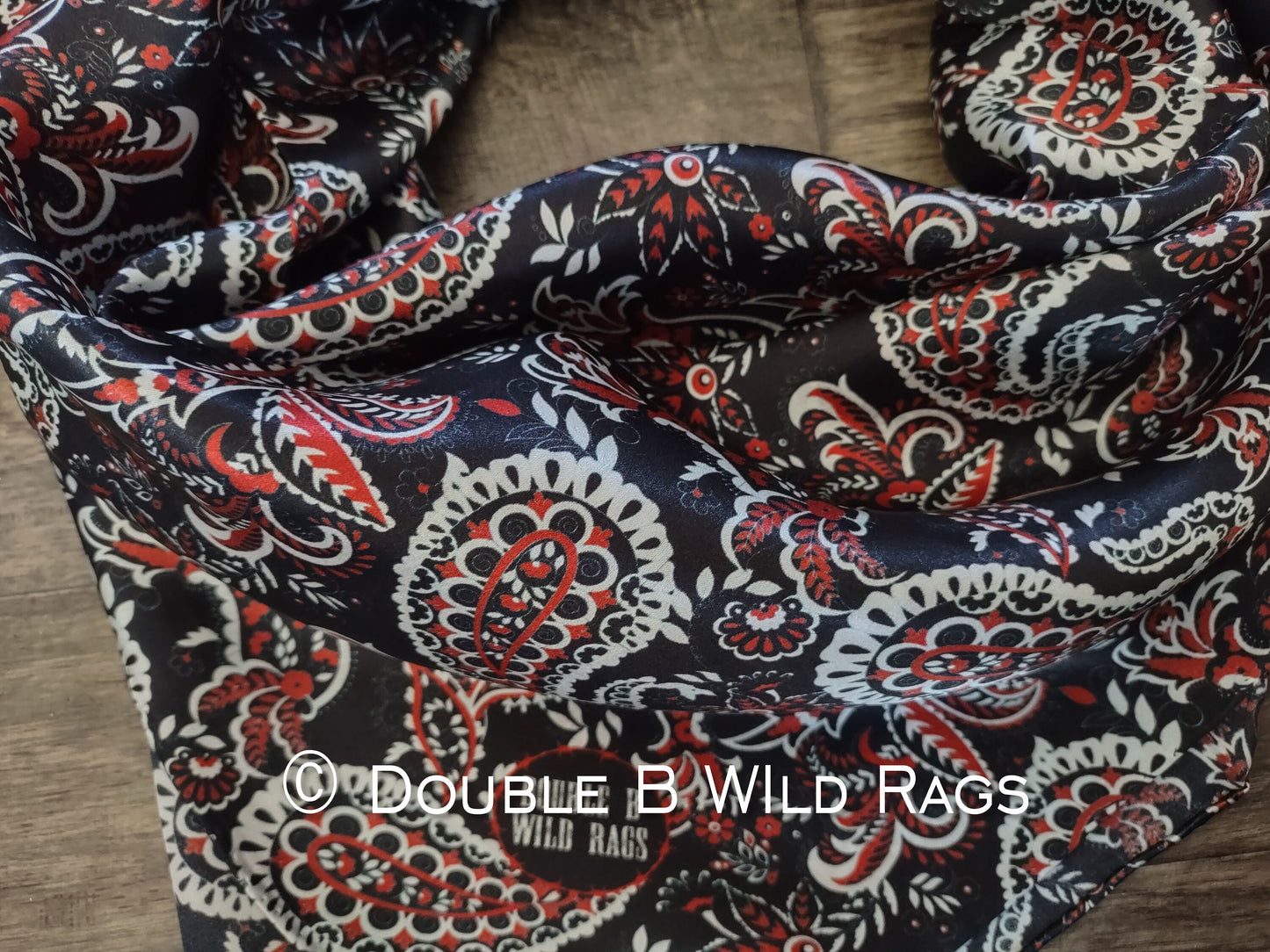 Wild Rag 100% SILK 820 Red and Black Paisley Cowboy Western Neck Scarf Bandanna by Double B Wild Rags