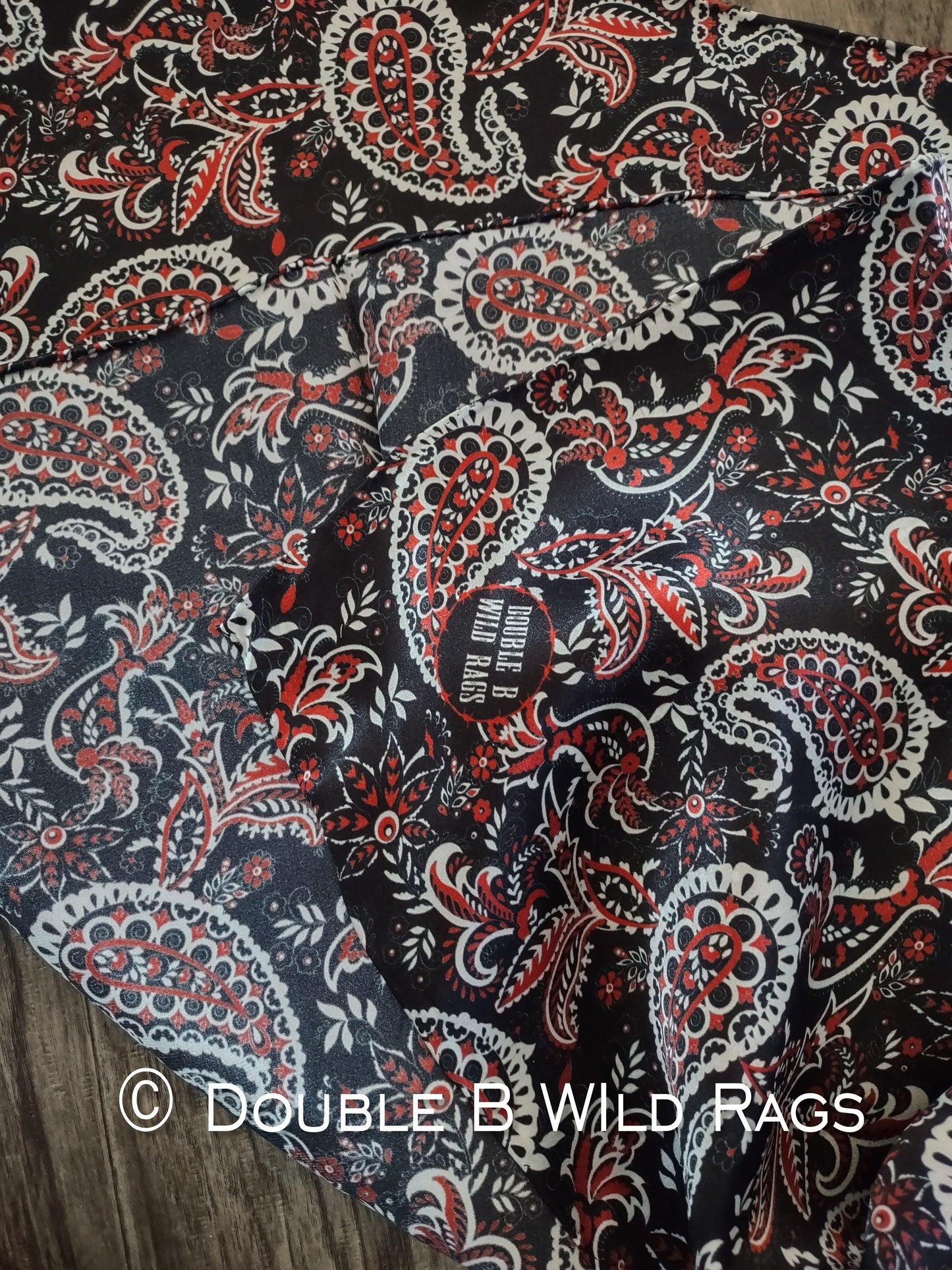 Wild Rag 100% SILK 820 Red and Black Paisley Cowboy Western Neck Scarf Bandanna by Double B Wild Rags
