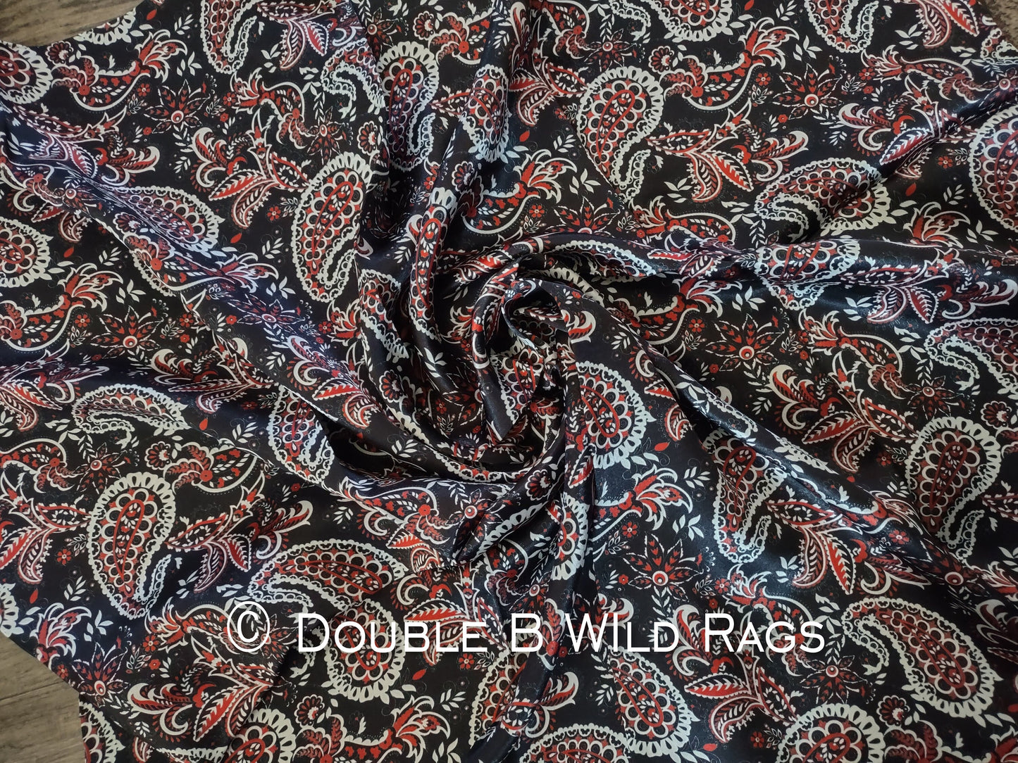 Wild Rag 100% SILK 820 Red and Black Paisley Cowboy Western Neck Scarf Bandanna by Double B Wild Rags