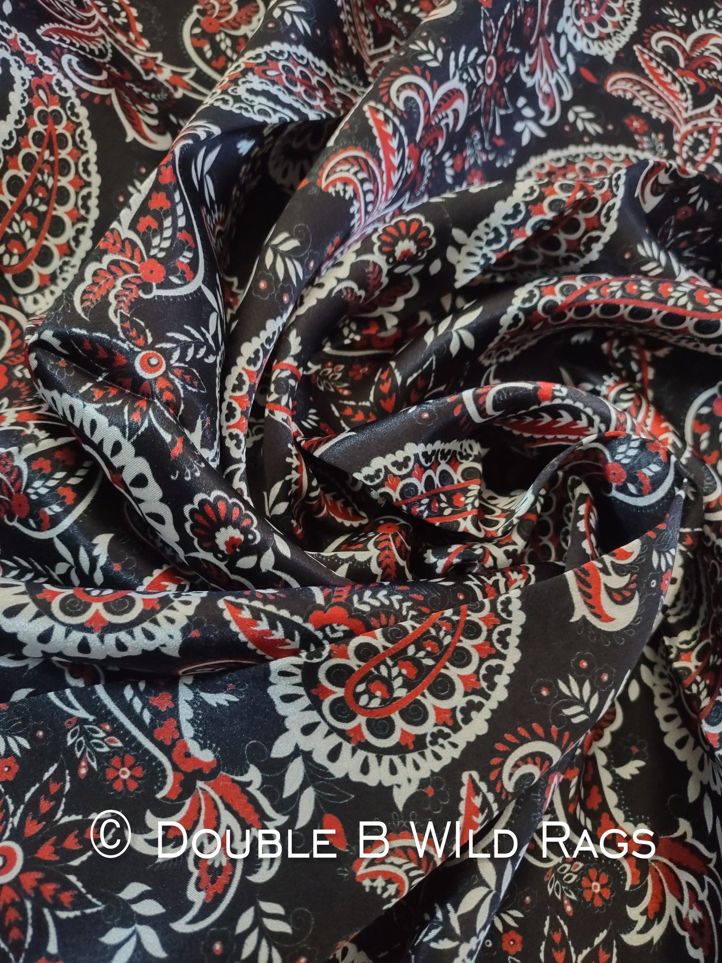 Wild Rag 100% SILK 820 Red and Black Paisley Cowboy Western Neck Scarf Bandanna by Double B Wild Rags
