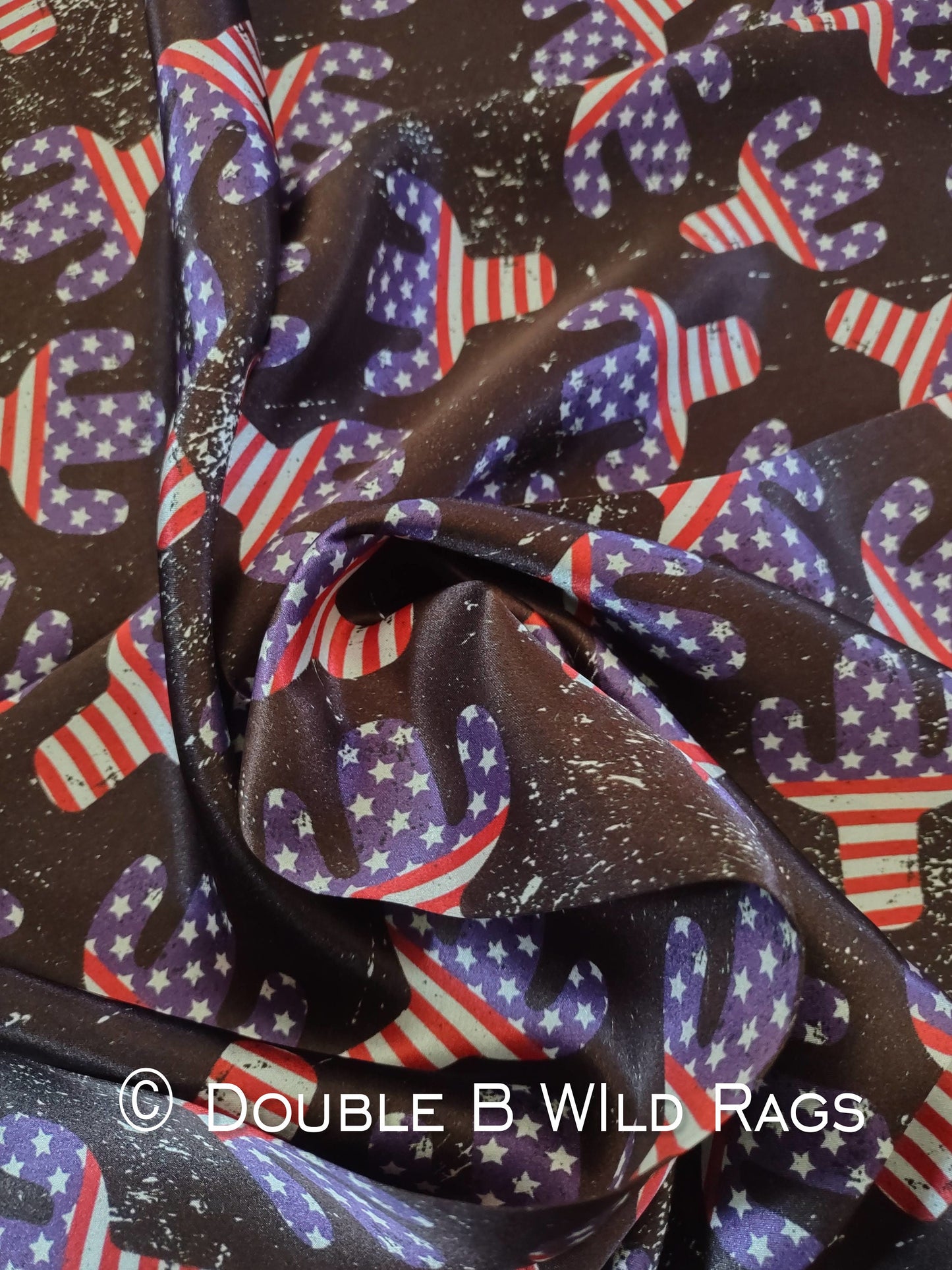 Wild Rag 100% SILK 822 Patriotic Red White and Blue Cactus Cowboy Western Neck Scarf Bandanna by Double B Wild Rags