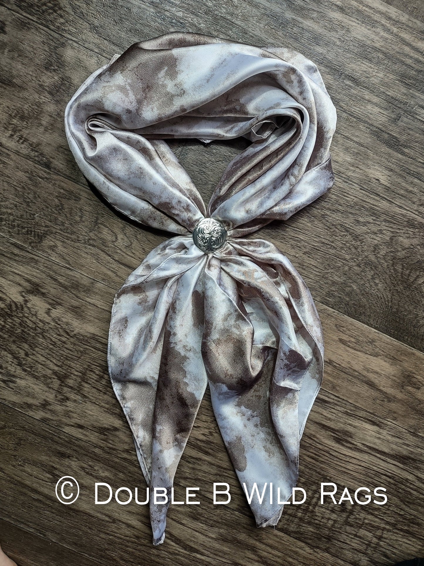 Wild Rag Tan Beige White Grunge Print Cowboy Western Neck Scarf Bandanna by Double B Wild Rags