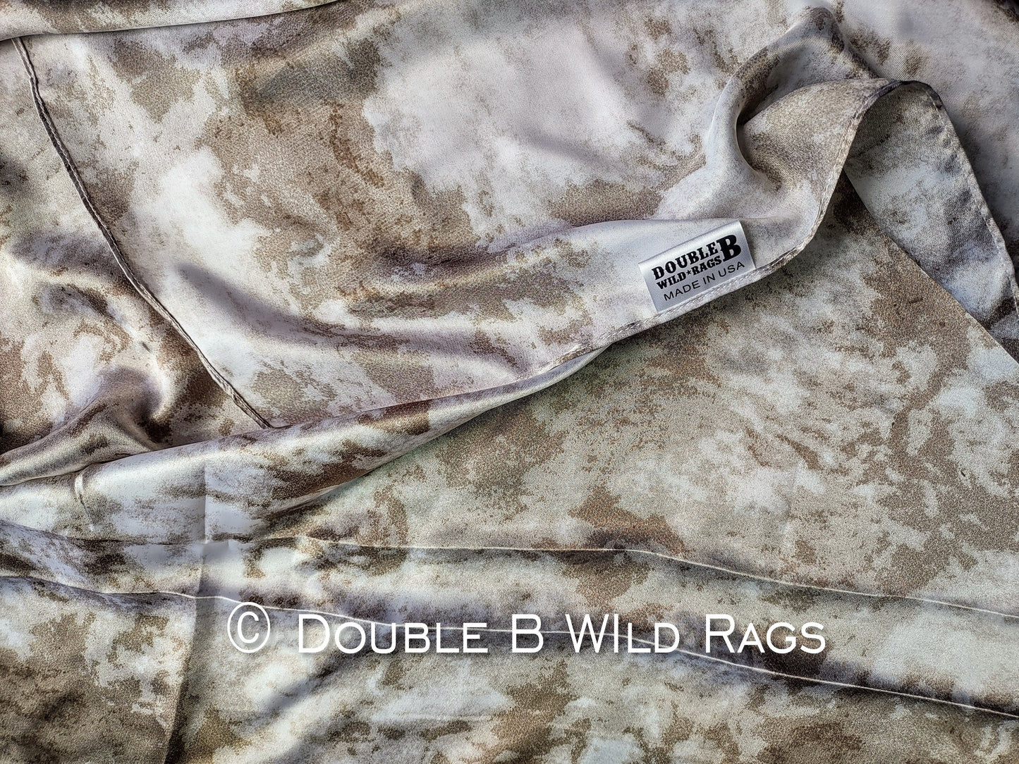Wild Rag Tan Beige White Grunge Print Cowboy Western Neck Scarf Bandanna by Double B Wild Rags
