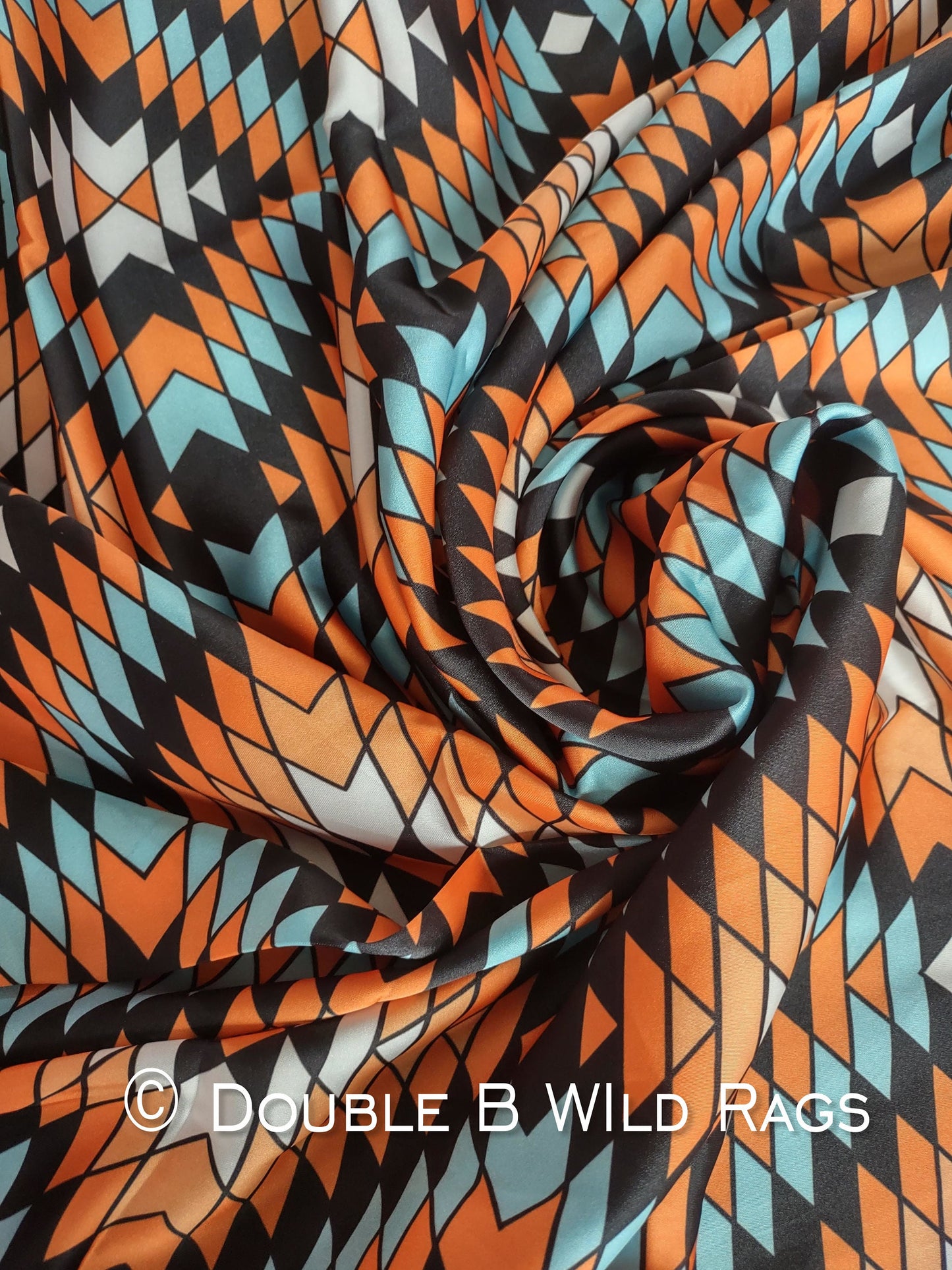Wild Rag AZTEC 1010 Orange Light Blue and Black southwest Cowboy Western Neck Scarf Bandanna by Double B Wild Rags