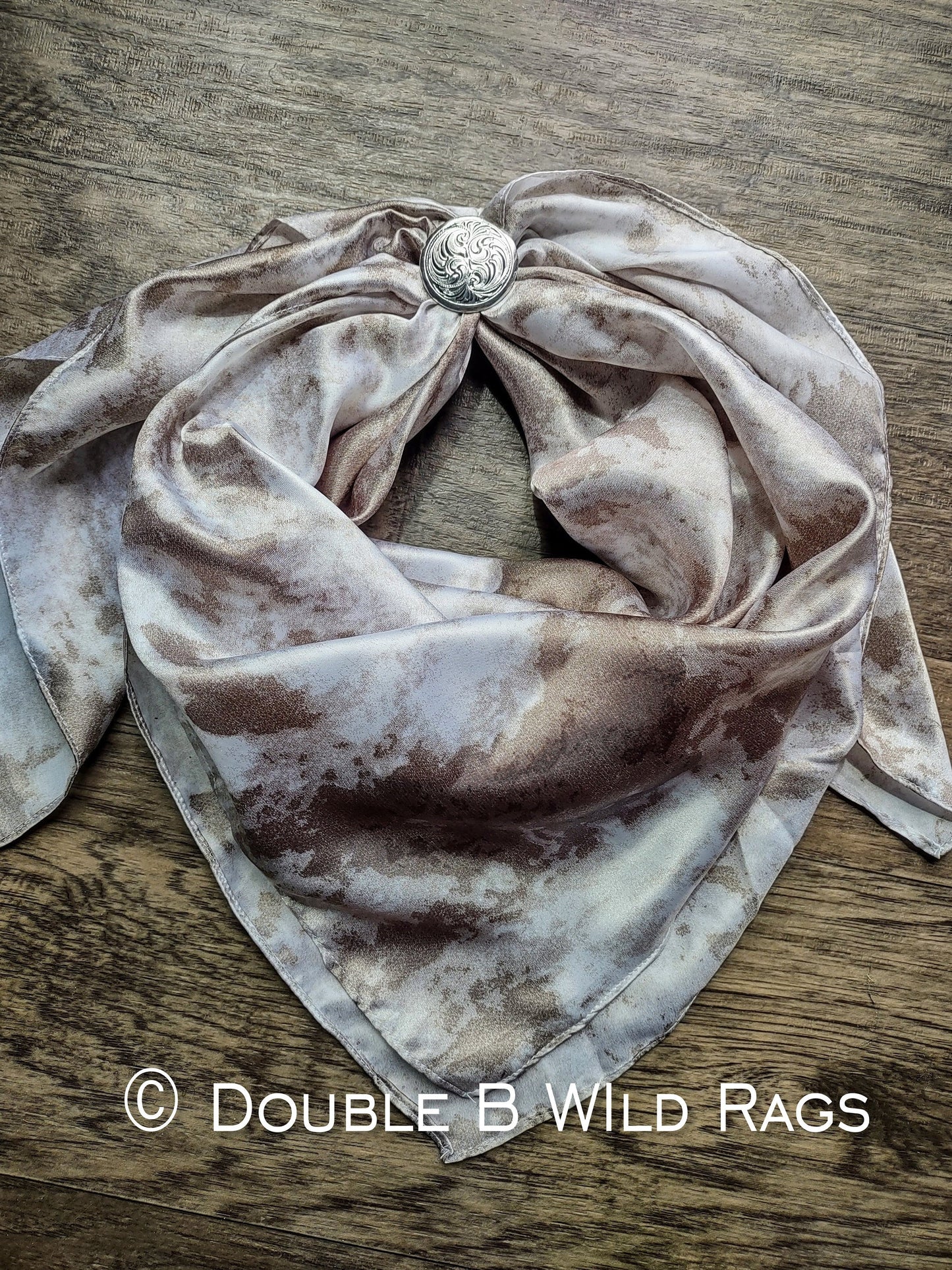 Wild Rag Tan Beige White Grunge Print Cowboy Western Neck Scarf Bandanna by Double B Wild Rags