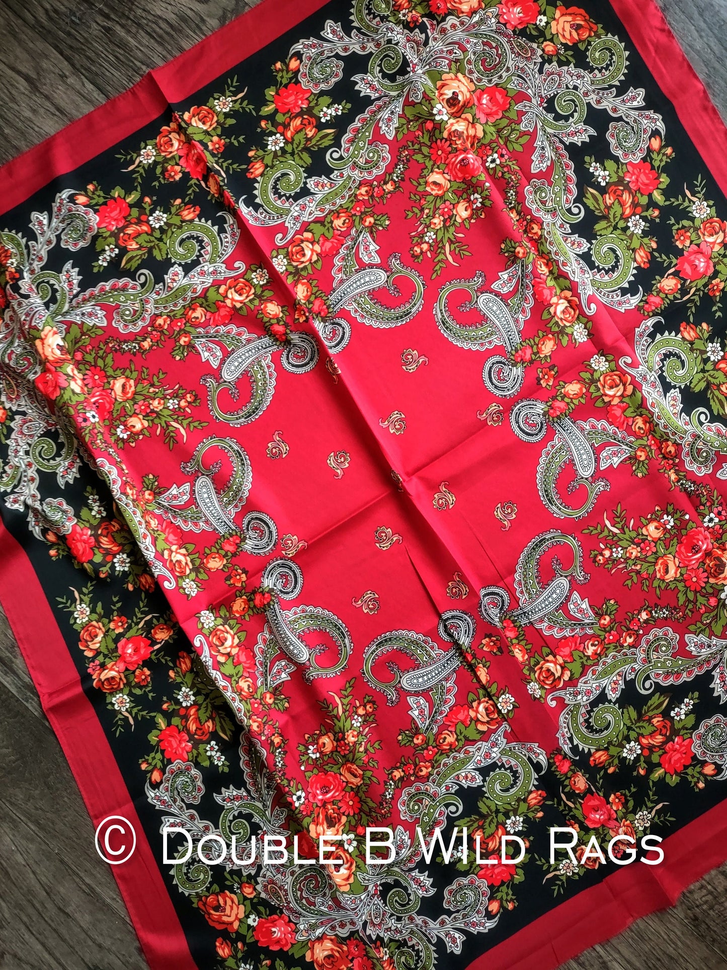 Wild Rag BARGAIN CORNER BC1106 40"x40" Roses and Paisley Cowboy Western Neck Scarf by Double B Wild Rags