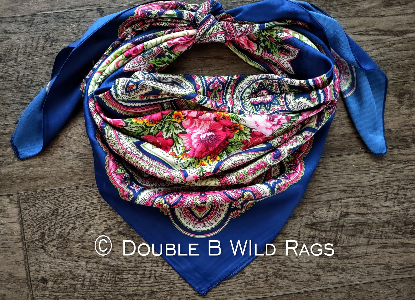 Wild Rag BARGAIN CORNER BC1108 Large 40"x40" Sage or Blue Roses Paisleys Cowboy Western Neck Scarf by Double B Wild Rags