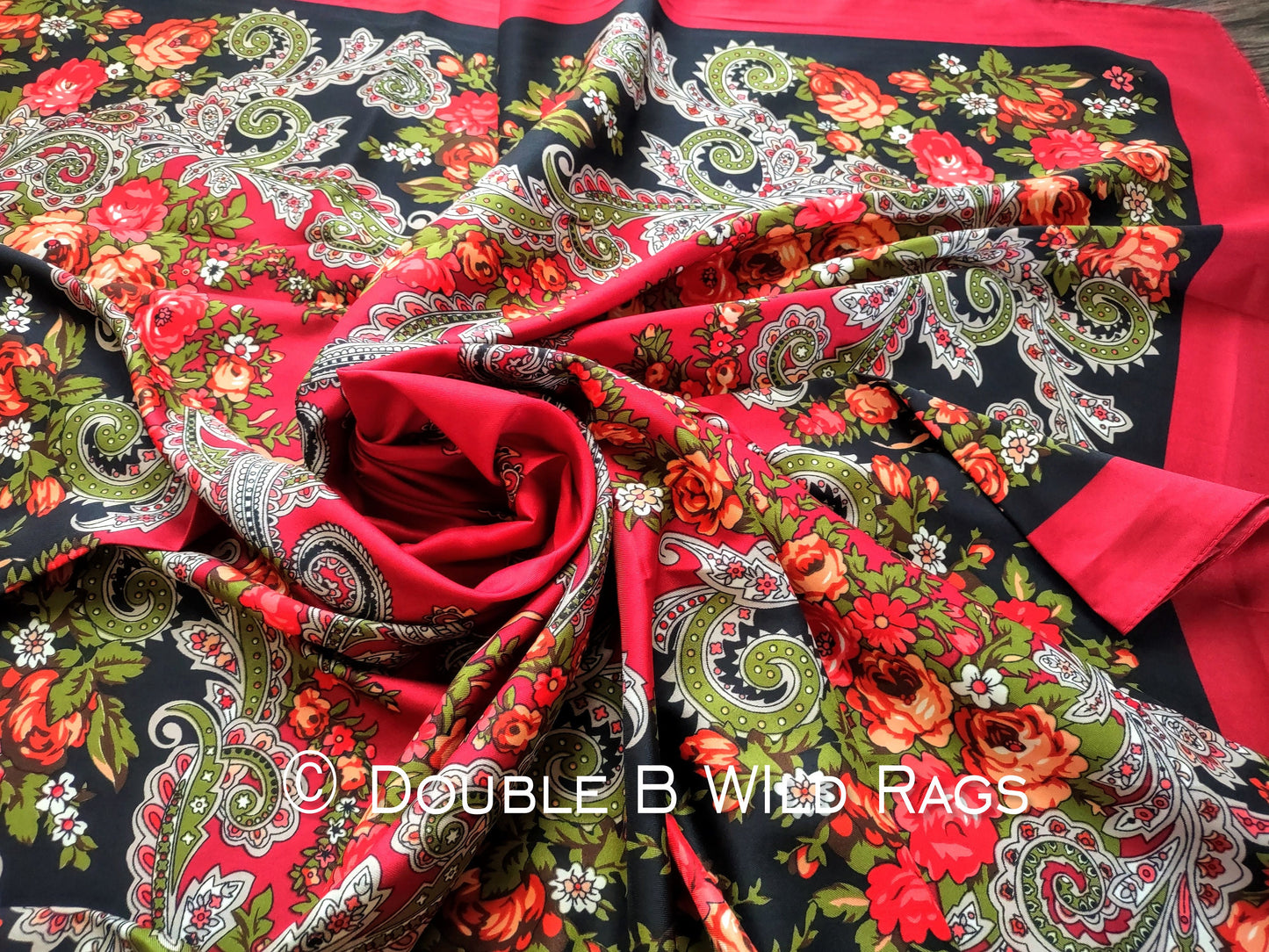Wild Rag BARGAIN CORNER BC1106 40"x40" Roses and Paisley Cowboy Western Neck Scarf by Double B Wild Rags