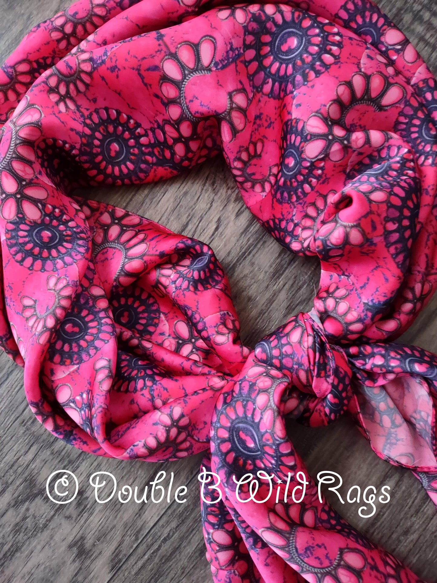 WILD RAG Hot Pink Gemstone Print Cowboy Western Neck Scarf Bandanna by Double B Wild Rags
