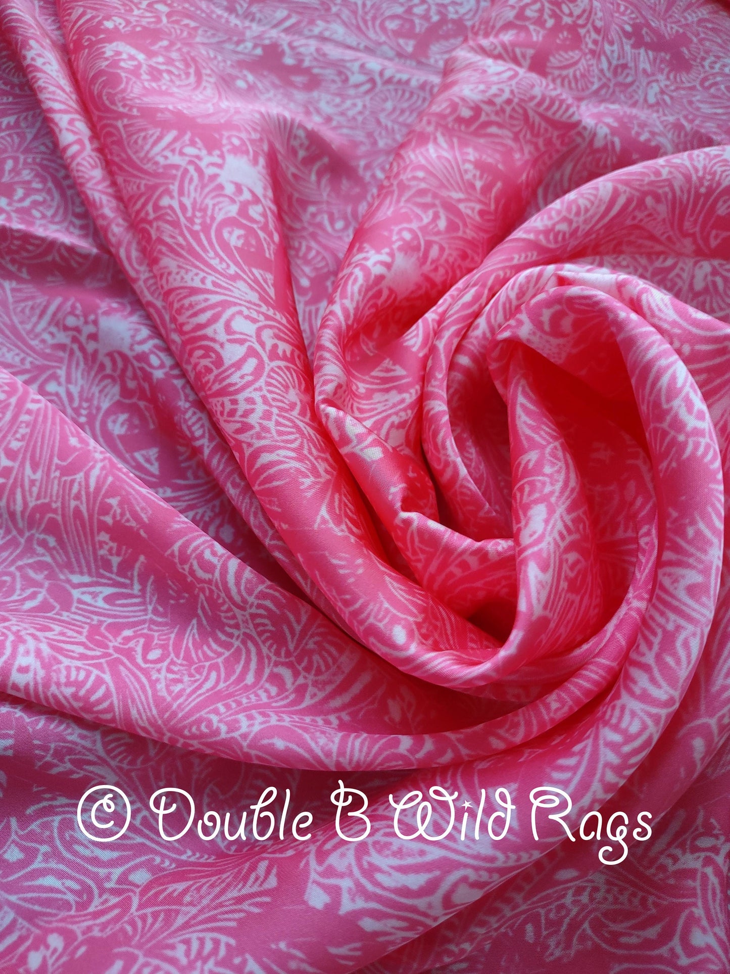 Wild Rag Pink Breast Cancer Ribbon and Floral Tooled Leather Cowboy Western Neck Scarf Bandanna by Double B Wild Rags