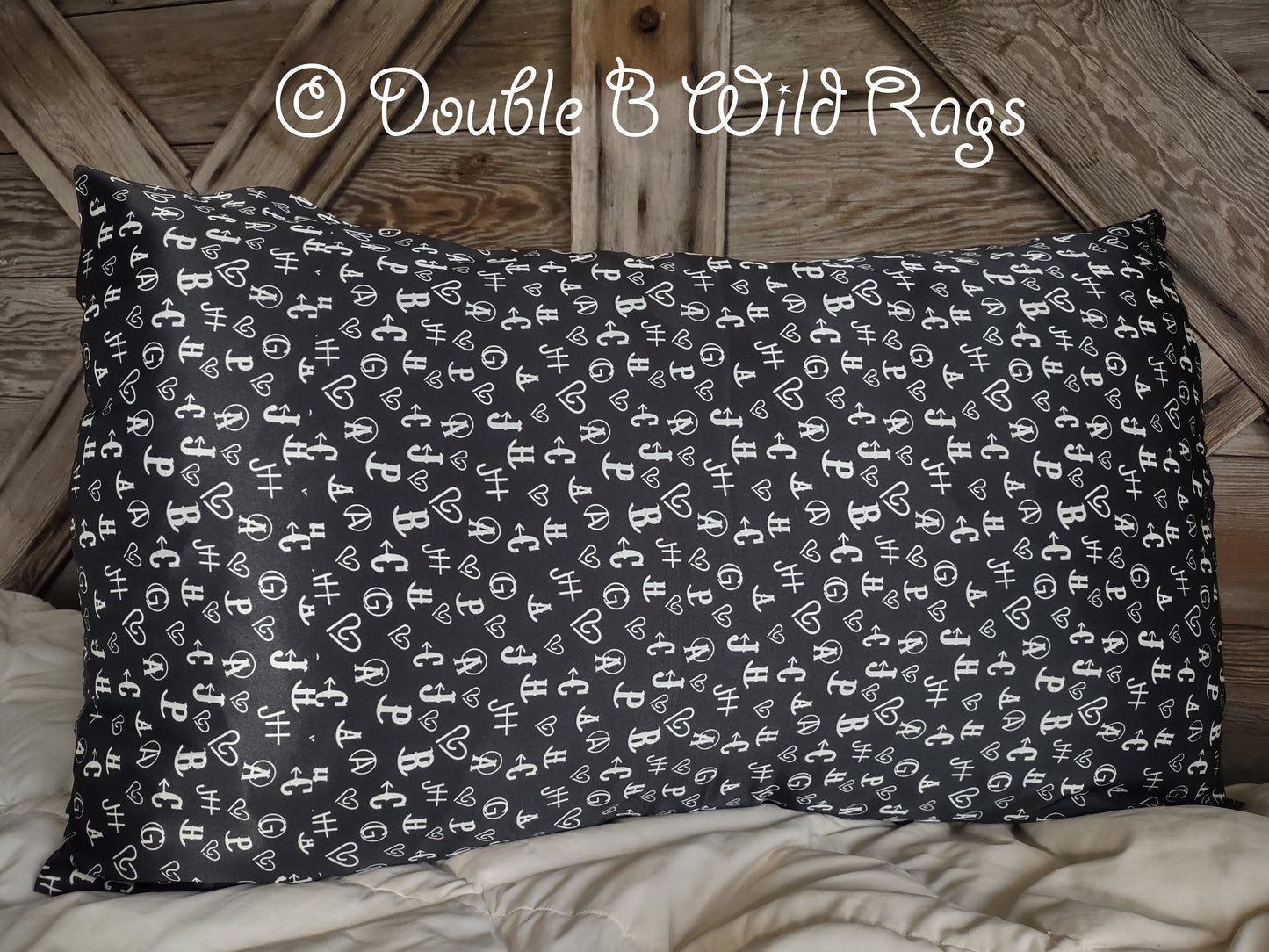 100% SILK PILLOWCASE Queen Western Style Cattle Brands Aztec Highland Cow Turquoise Gemstone by Double B Wild Rags