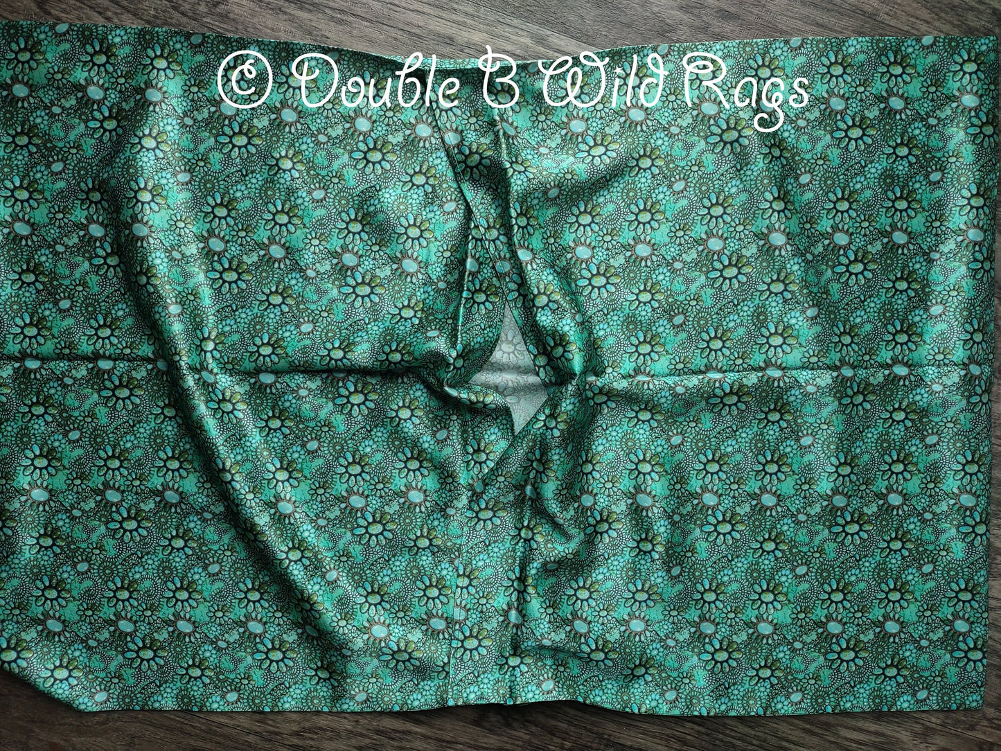 100% SILK PILLOWCASE Queen Western Style Cattle Brands Aztec Highland Cow Turquoise Gemstone by Double B Wild Rags