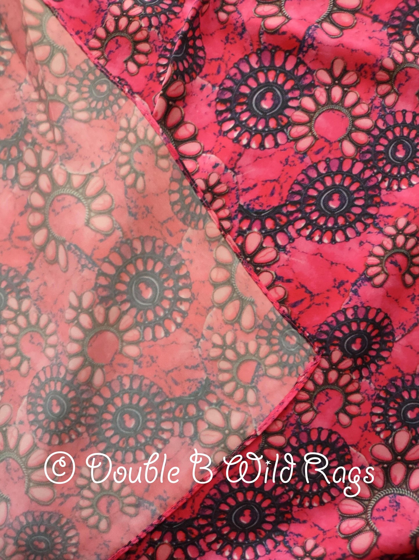 WILD RAG Hot Pink Gemstone Print Cowboy Western Neck Scarf Bandanna by Double B Wild Rags