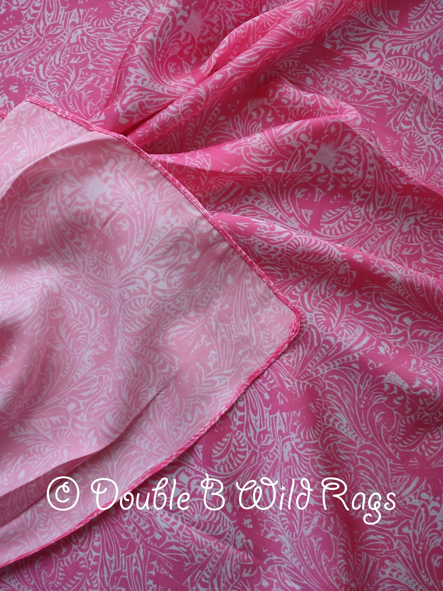 Wild Rag Pink Breast Cancer Ribbon and Floral Tooled Leather Cowboy Western Neck Scarf Bandanna by Double B Wild Rags
