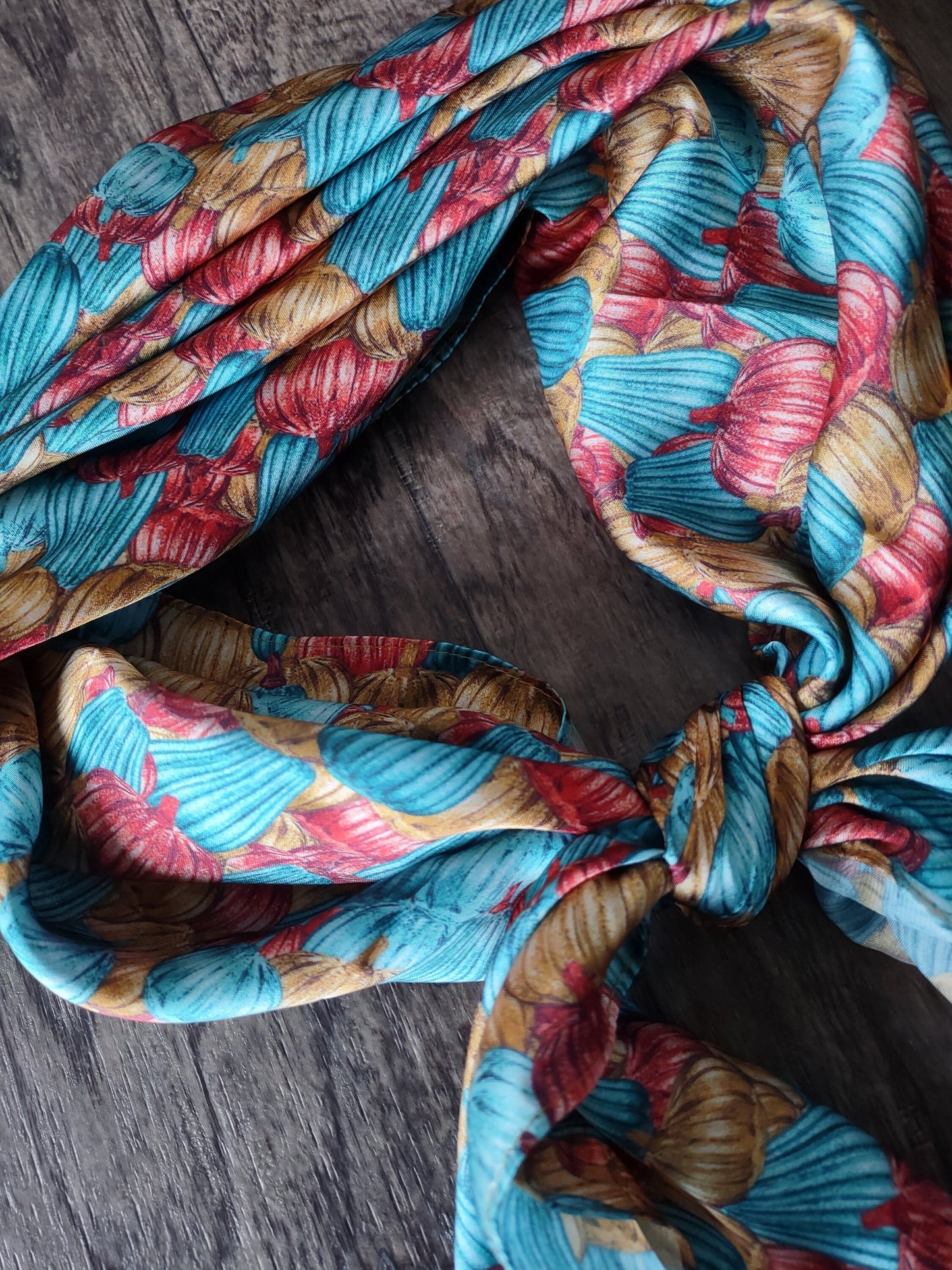 Wild Rag Turquoise Rust and Gold Glass Pumpkin Fall Holiday Print Cowboy Western Neck Scarf Bandanna by Double B Wild Rags