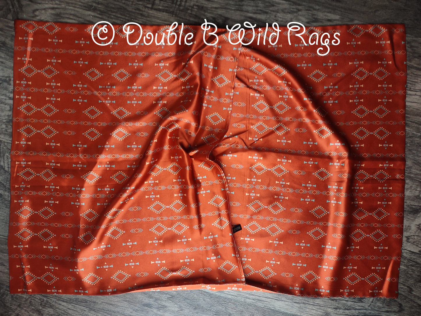 100% SILK PILLOWCASE Queen Western Style Cattle Brands Aztec Highland Cow Turquoise Gemstone by Double B Wild Rags