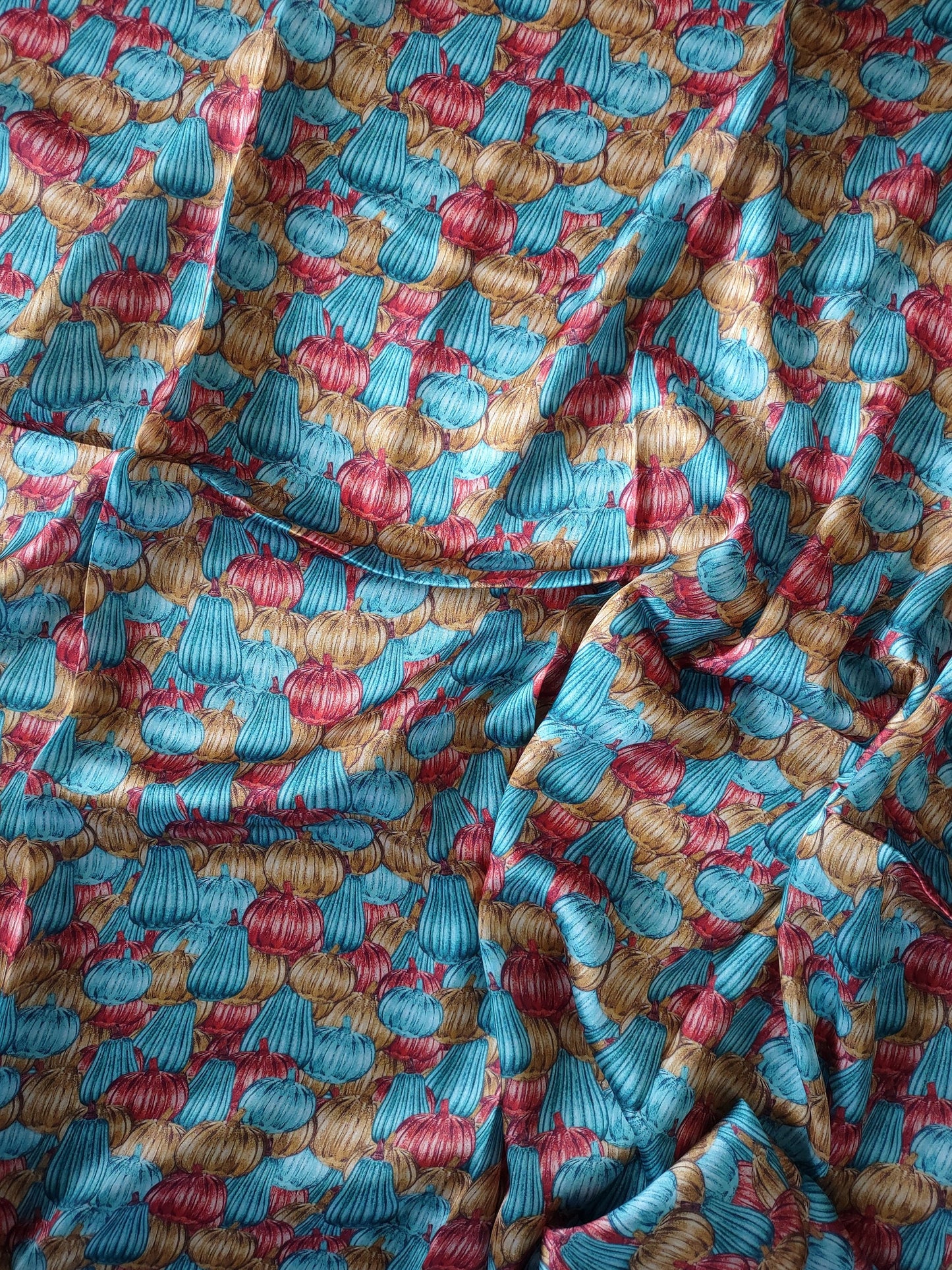 Wild Rag Turquoise Rust and Gold Glass Pumpkin Fall Holiday Print Cowboy Western Neck Scarf Bandanna by Double B Wild Rags