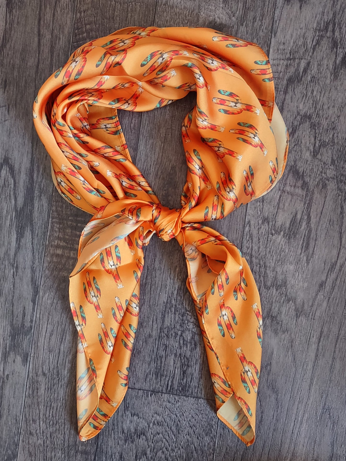 WILD RAG Dark Mustard Gold Cactus Cowboy Western Neck Scarf Bandanna by Double B Wild Rags