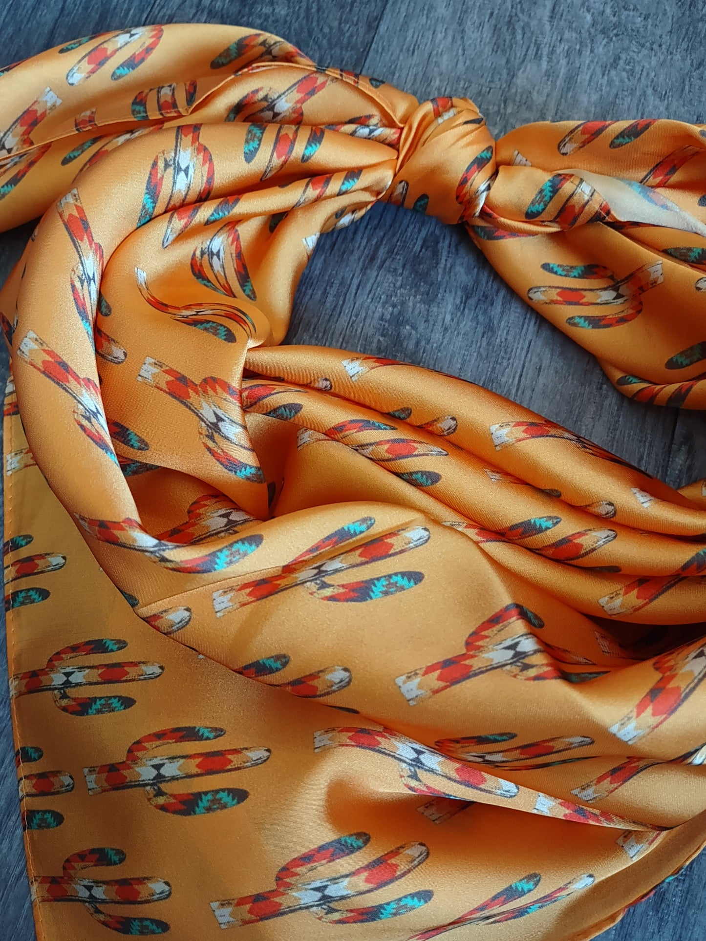 WILD RAG Dark Mustard Gold Cactus Cowboy Western Neck Scarf Bandanna by Double B Wild Rags