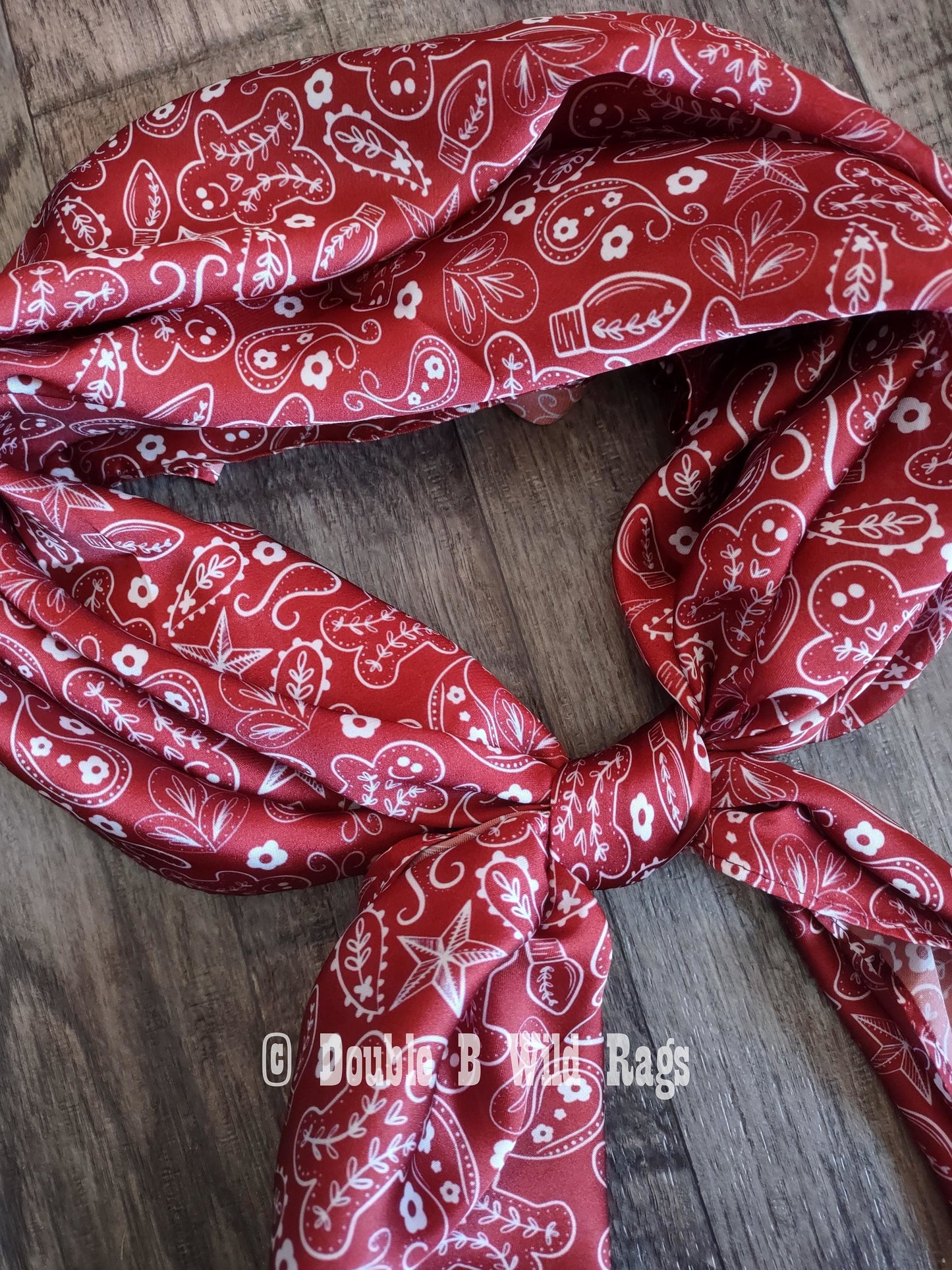Wild Rag CHRISTMAS HOLIDAY Gingerbread Man Red Bandana style Cowboy Western Neck Scarf Bandanna by Double B Wild Rags