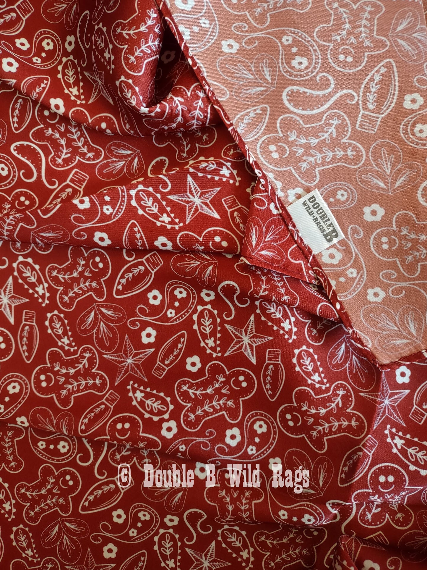 Wild Rag CHRISTMAS HOLIDAY Gingerbread Man Red Bandana style Cowboy Western Neck Scarf Bandanna by Double B Wild Rags