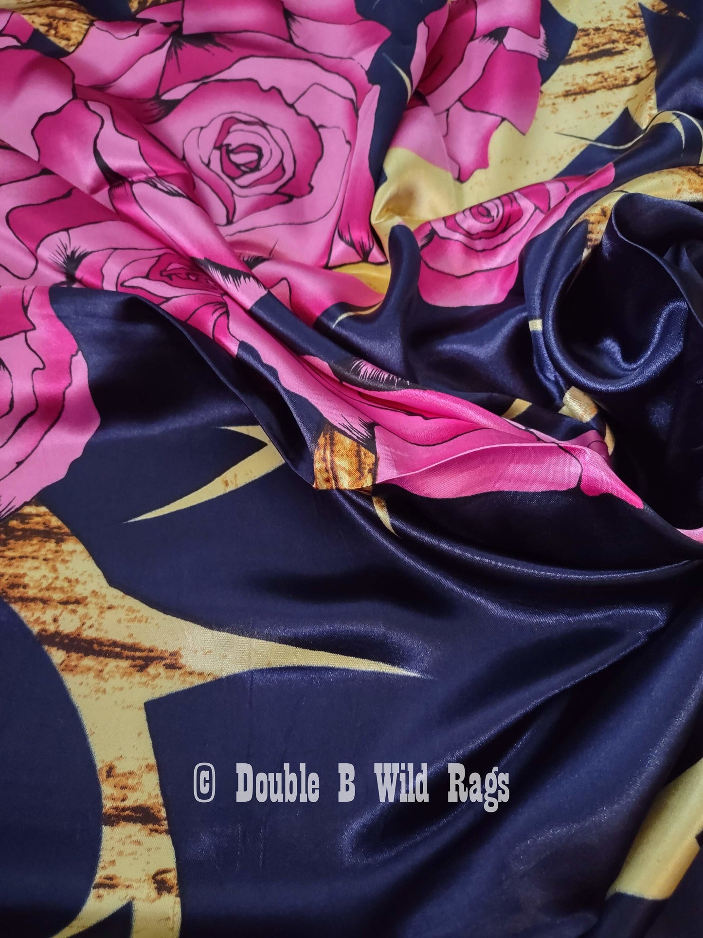 Wild Rag BARGAIN CORNER Blue and Pink Roses with sheds Cowboy Western Neck Scarf by Double B Wild Rags
