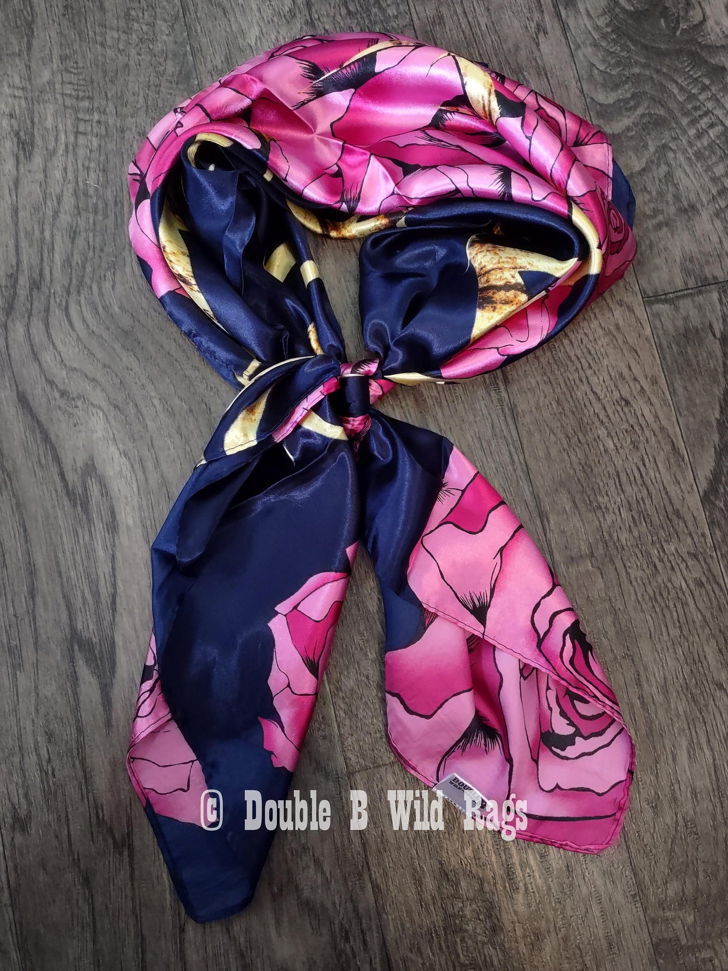 Wild Rag BARGAIN CORNER Blue and Pink Roses with sheds Cowboy Western Neck Scarf by Double B Wild Rags