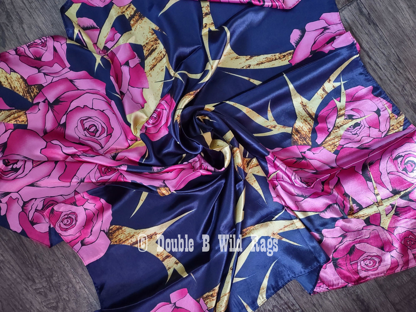 Wild Rag BARGAIN CORNER Blue and Pink Roses with sheds Cowboy Western Neck Scarf by Double B Wild Rags