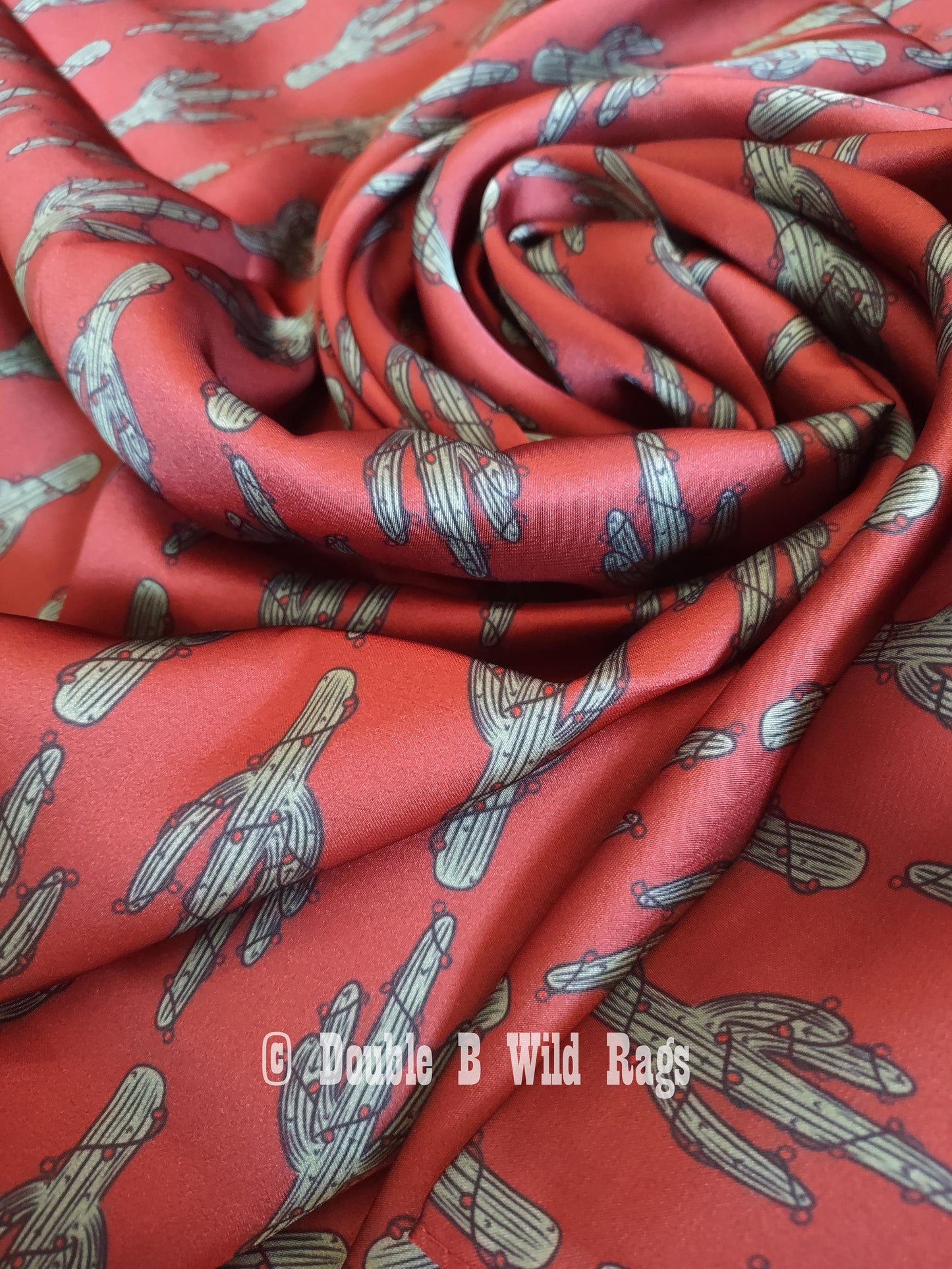 Wild Rag CHRISTMAS HOLIDAY Dark Red Cactus and Lights Cowboy Western Neck Scarf Bandanna by Double B Wild Rags