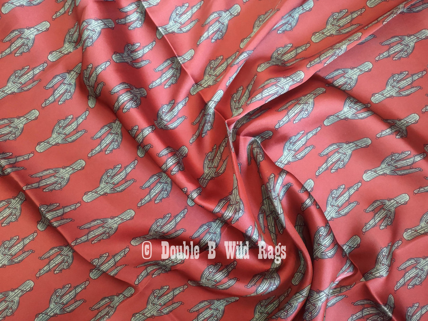 Wild Rag CHRISTMAS HOLIDAY Dark Red Cactus and Lights Cowboy Western Neck Scarf Bandanna by Double B Wild Rags
