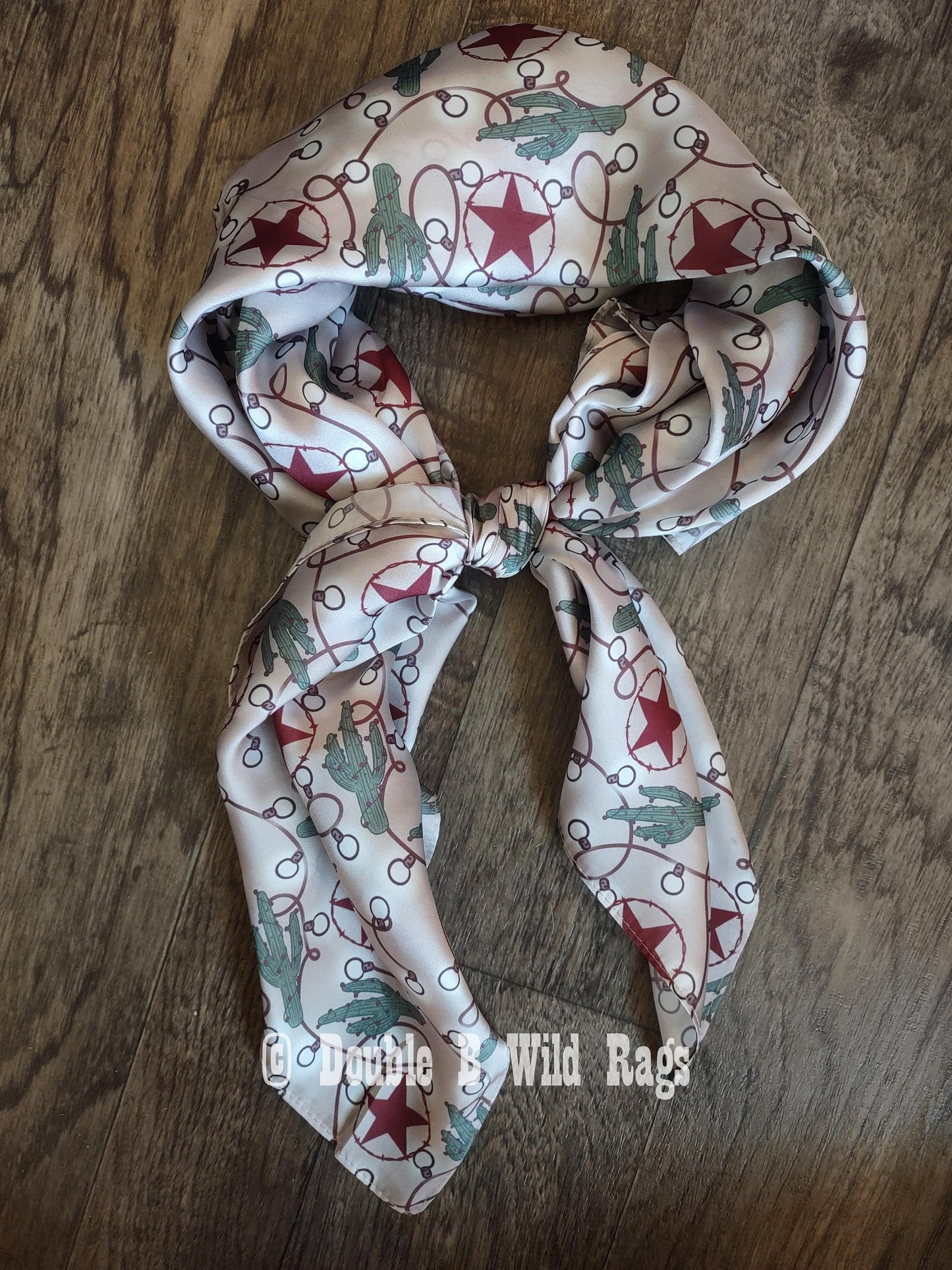 Wild Rag CHRISTMAS HOLIDAY Ivory Cactus Stars and Lights Cowboy Western Neck Scarf Bandanna by Double B Wild Rags