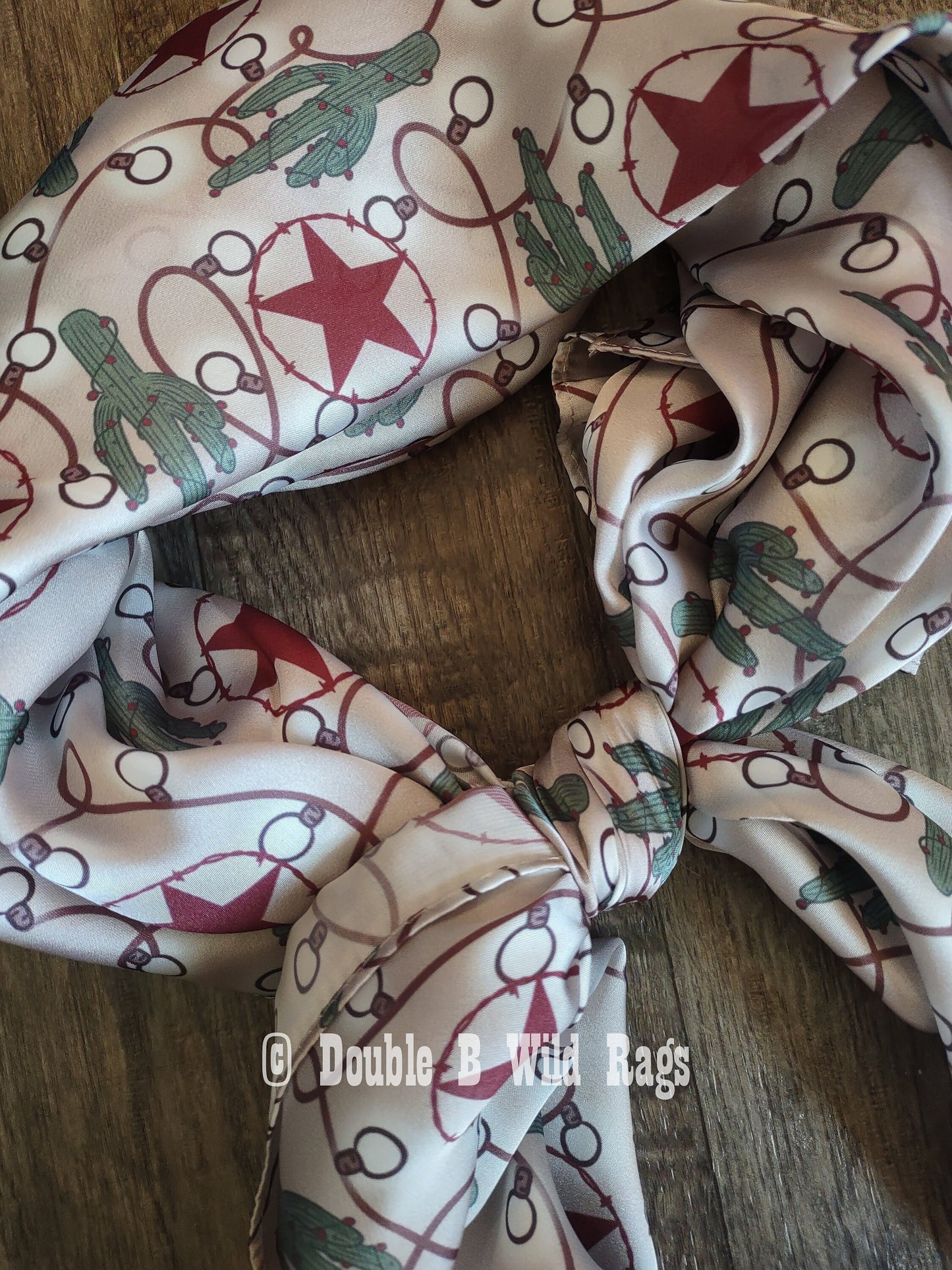 Wild Rag CHRISTMAS HOLIDAY Ivory Cactus Stars and Lights Cowboy Western Neck Scarf Bandanna by Double B Wild Rags