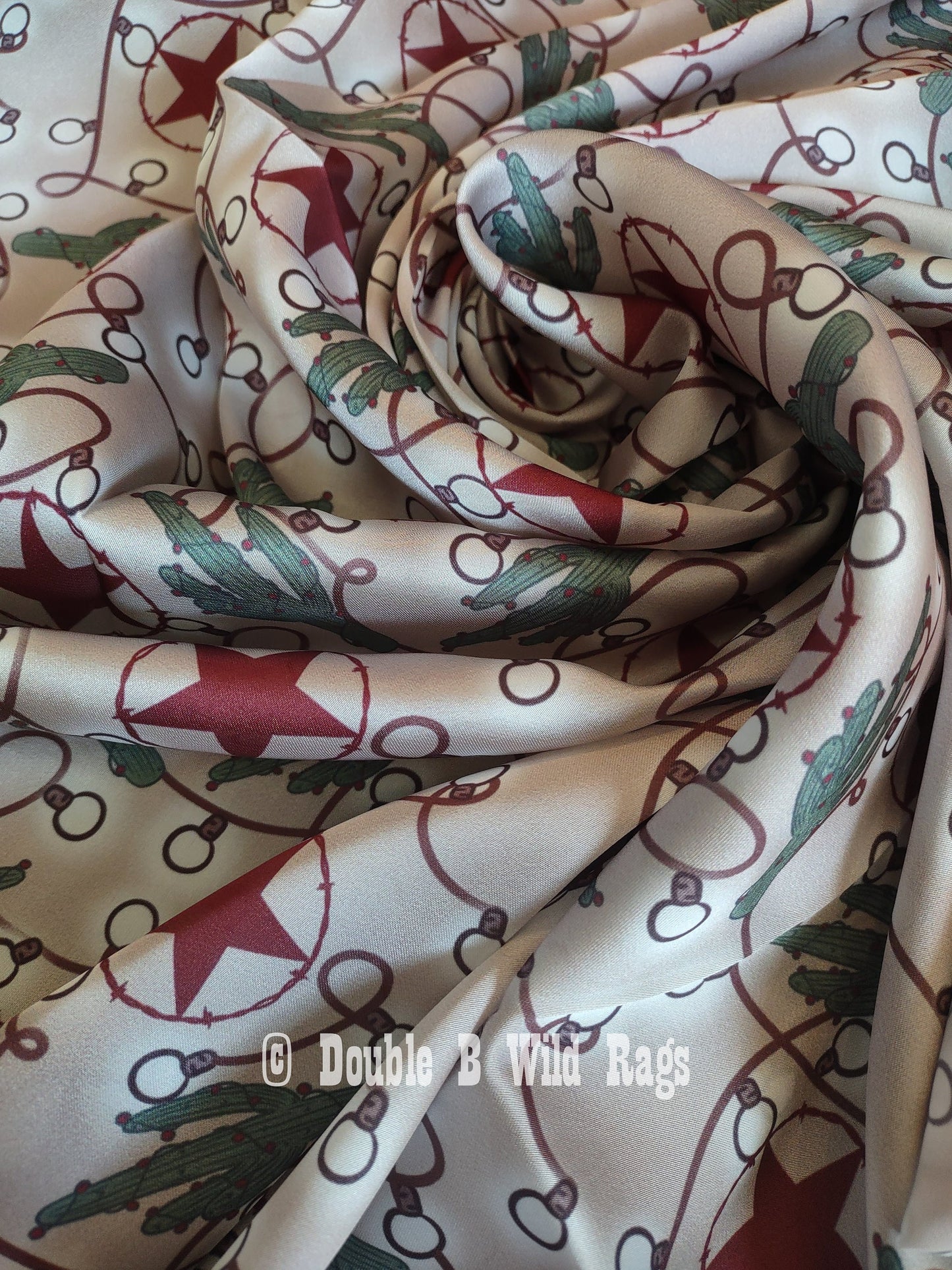Wild Rag CHRISTMAS HOLIDAY Ivory Cactus Stars and Lights Cowboy Western Neck Scarf Bandanna by Double B Wild Rags
