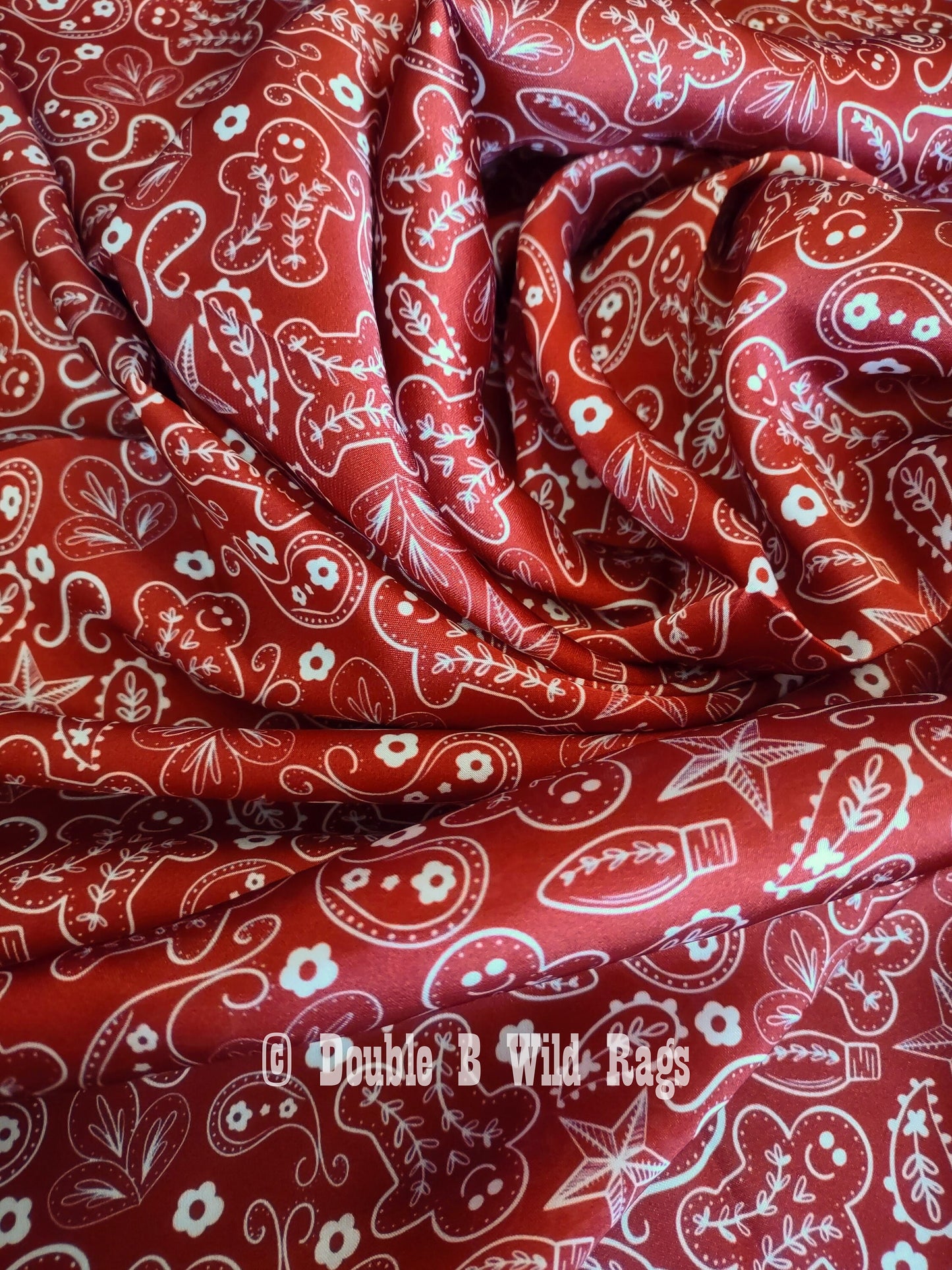 Wild Rag CHRISTMAS HOLIDAY Gingerbread Man Red Bandana style Cowboy Western Neck Scarf Bandanna by Double B Wild Rags