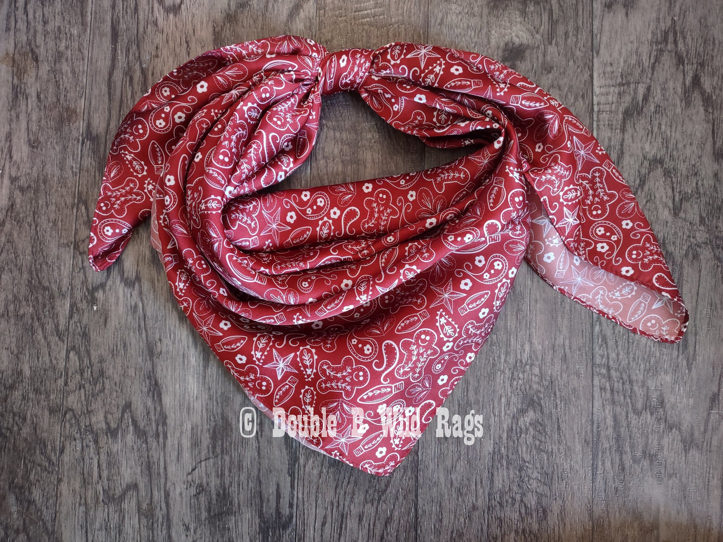 Wild Rag CHRISTMAS HOLIDAY Gingerbread Man Red Bandana style Cowboy Western Neck Scarf Bandanna by Double B Wild Rags