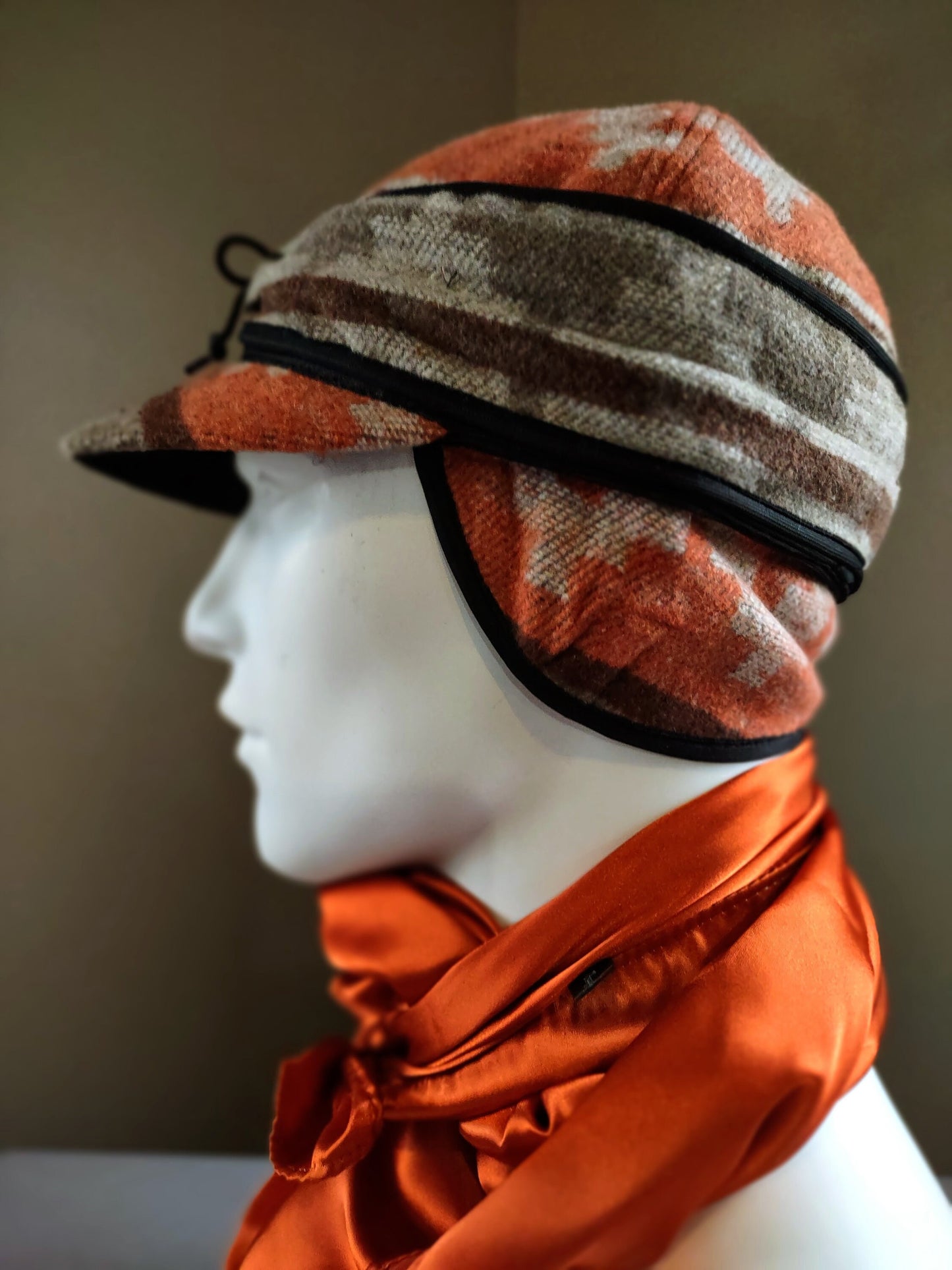 Stockman's Wool Hat Rust Orange Navajo Pattern Railroad cattleman's Cowboy winter hat Men's Women's Youth sizes